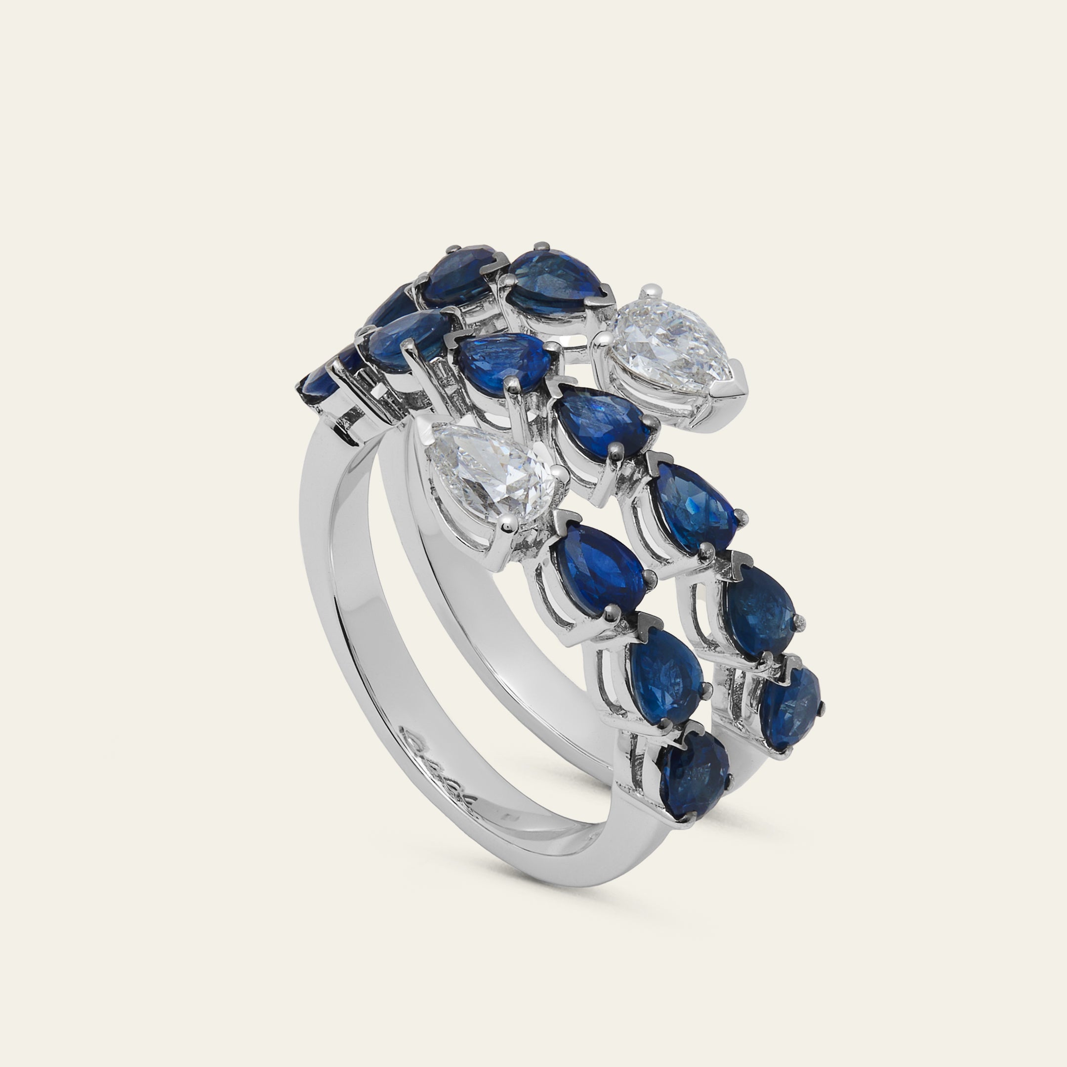 Sapphire and Diamond Twist Ring