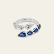 Diamond and Blue Sapphire Bypass Ring