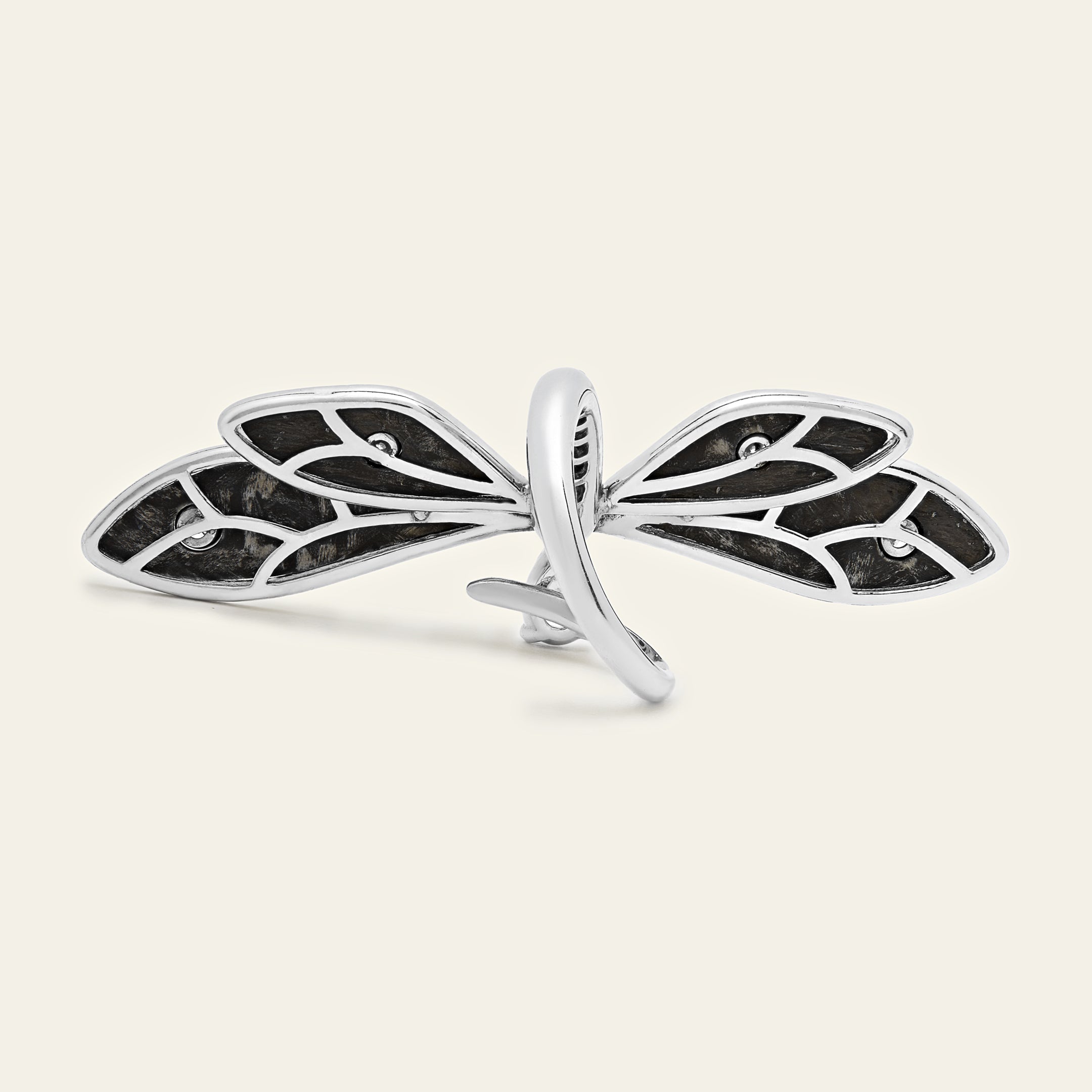 Diamond and Carbon Dragonfly Ring