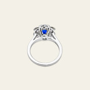 Platinum Diamond and Sapphire Halo Ring