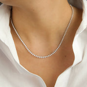 Riviera 5 Carat Three Prong Graduating Diamond Tennis Necklace