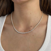Riviera 7.3 Carat Graduated Diamond Tennis Necklace in Yellow Gold