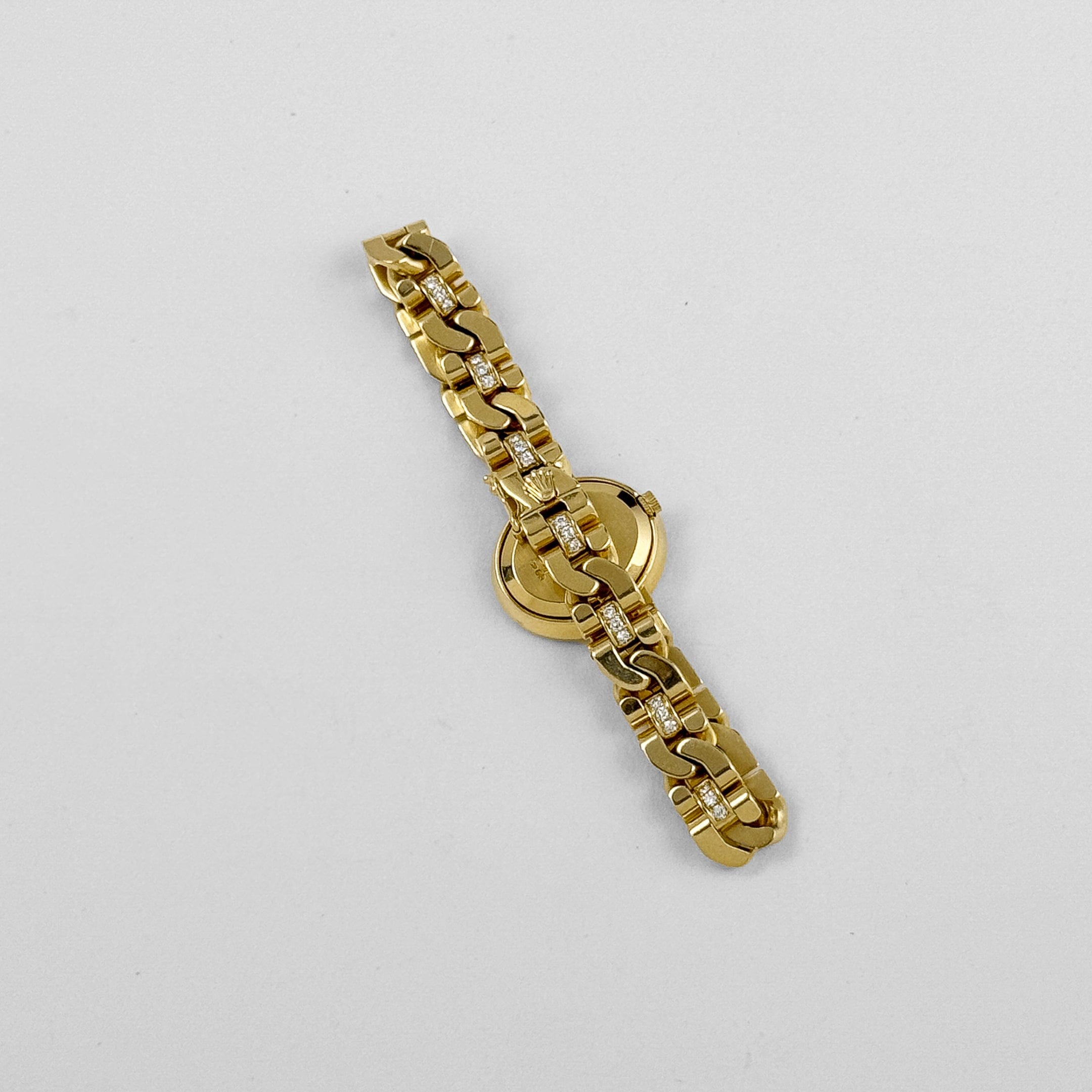 Rolex Cellini 2435 'Ladies' Yellow Gold Champagne Diamond Dial Diamond Bezel