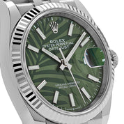 Rolex Datejust 126234 White Gold Stainless Steel Olive Green Palm Motif Dial