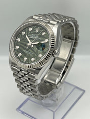 Rolex Datejust 126234 White Gold Stainless Steel Palm Motif Diamond Dial Jubilee