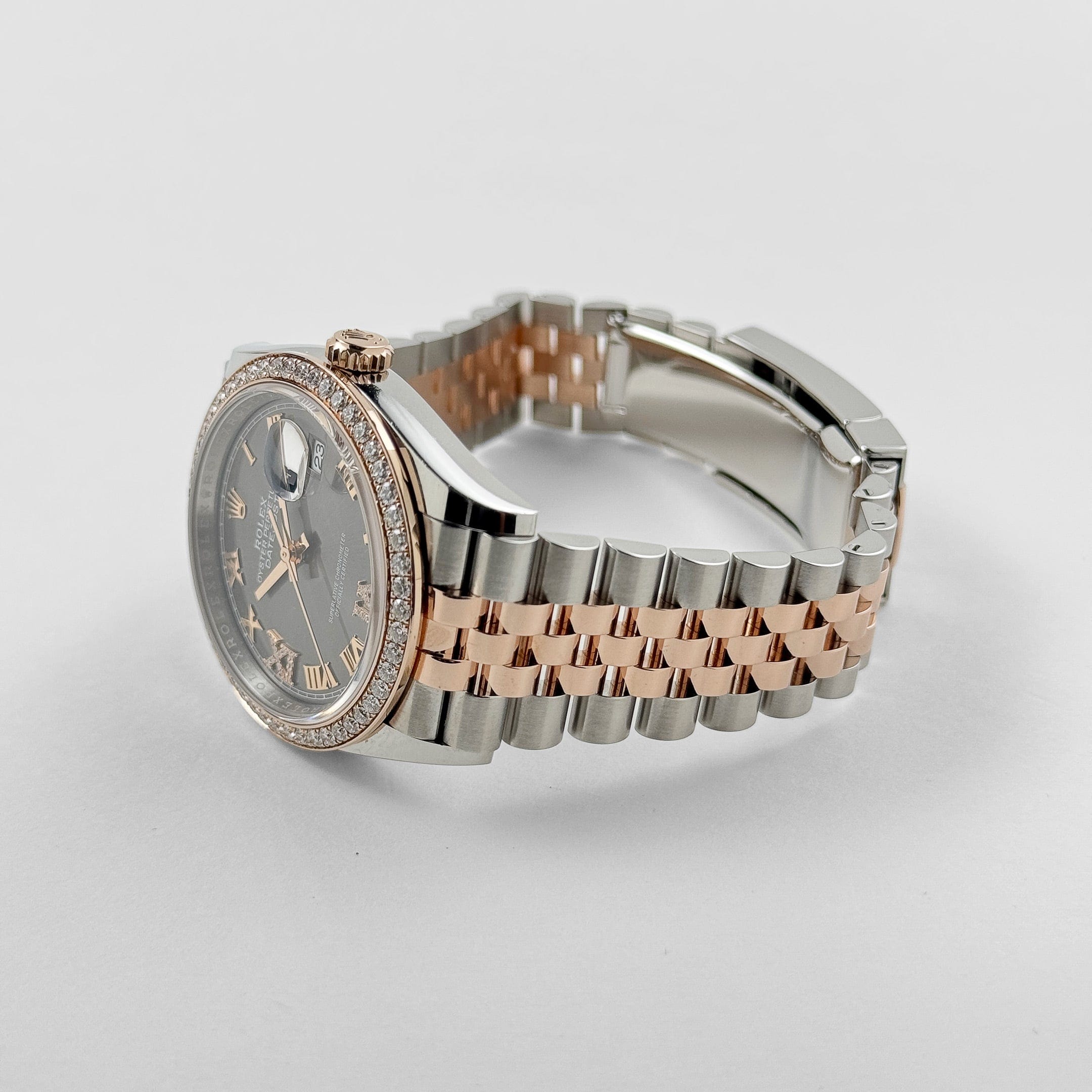 Rolex Datejust 126281RBR Rose Gold Stainless Steel Slate Diamond Dial Diamond Bezel (2023)