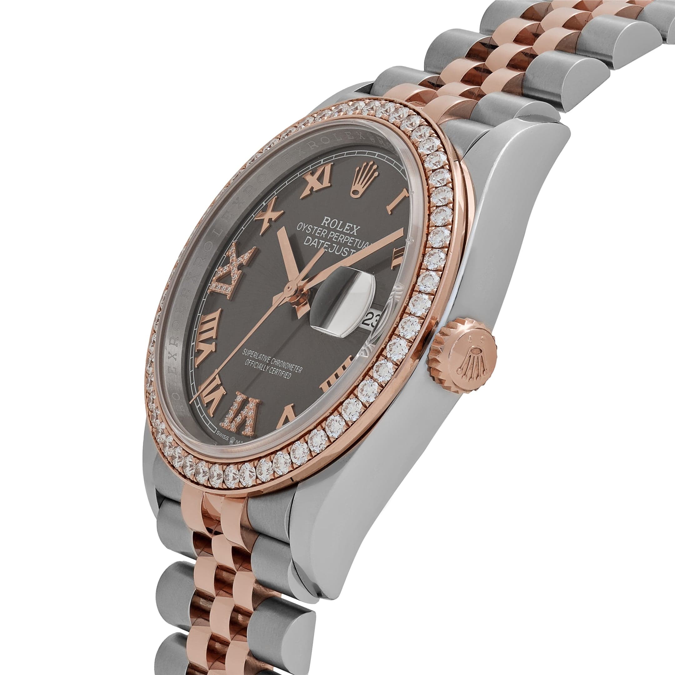 Rolex Datejust 126281RBR Rose Gold Stainless Steel Slate Diamond Dial Diamond Bezel (2025)