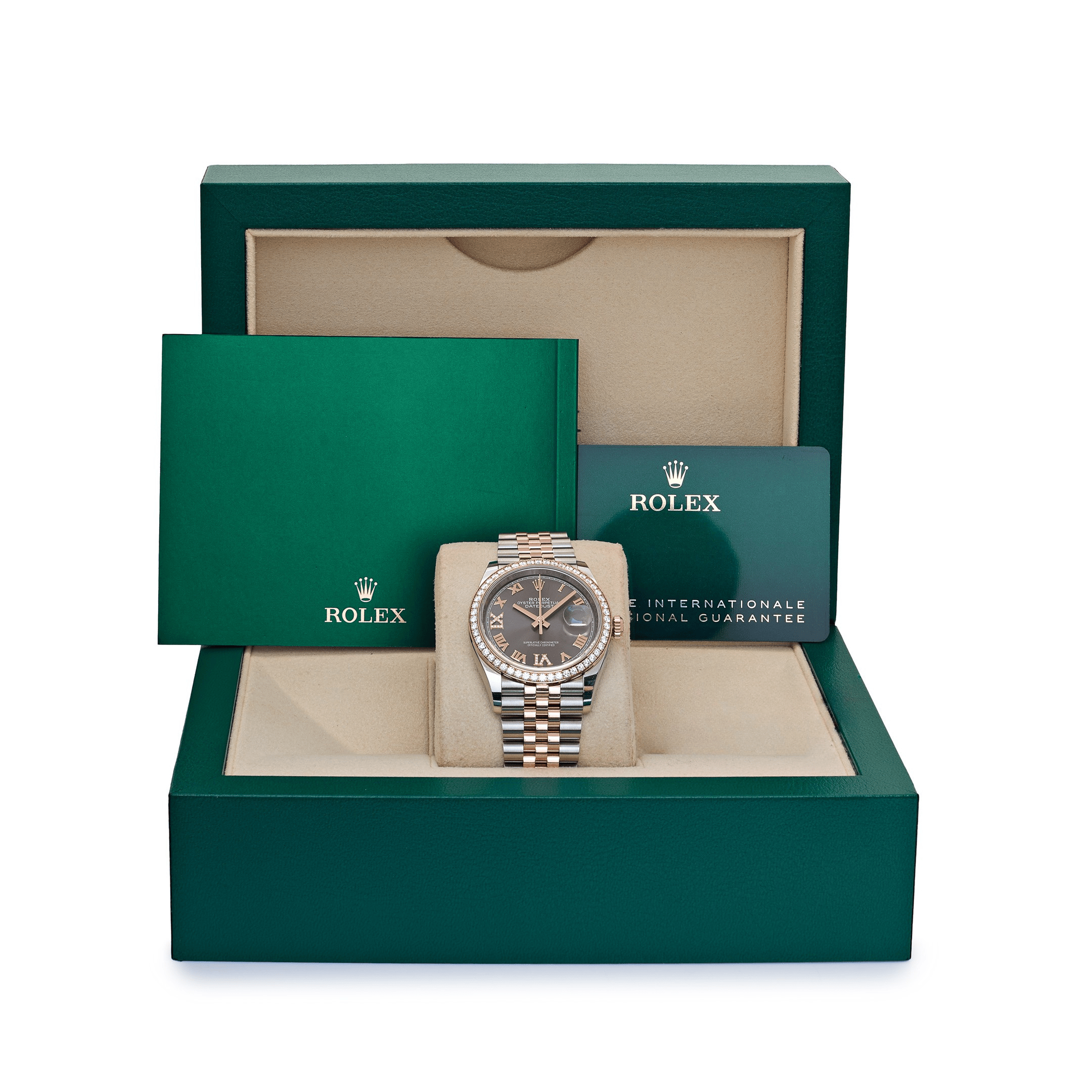 Rolex Datejust 126281RBR Rose Gold Stainless Steel Slate Diamond Dial Diamond Bezel Jubilee (2025)