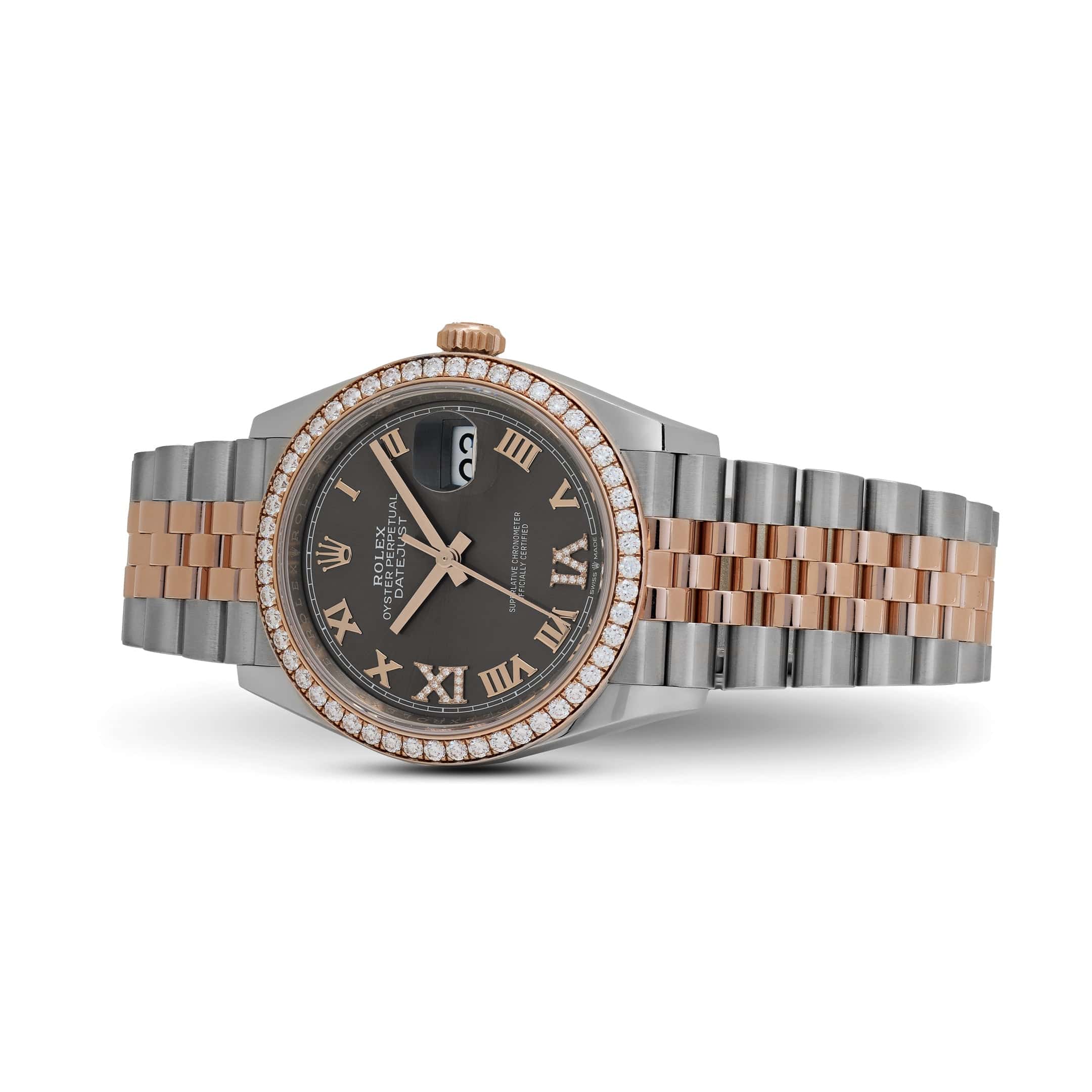 Rolex Datejust 126281RBR Rose Gold Stainless Steel Slate Diamond Dial Diamond Bezel Jubilee (2025)