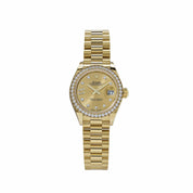 Rolex Datejust 28 279138RBR 'Ladies' Yellow Gold Champagne Diamond Dial President (2022)