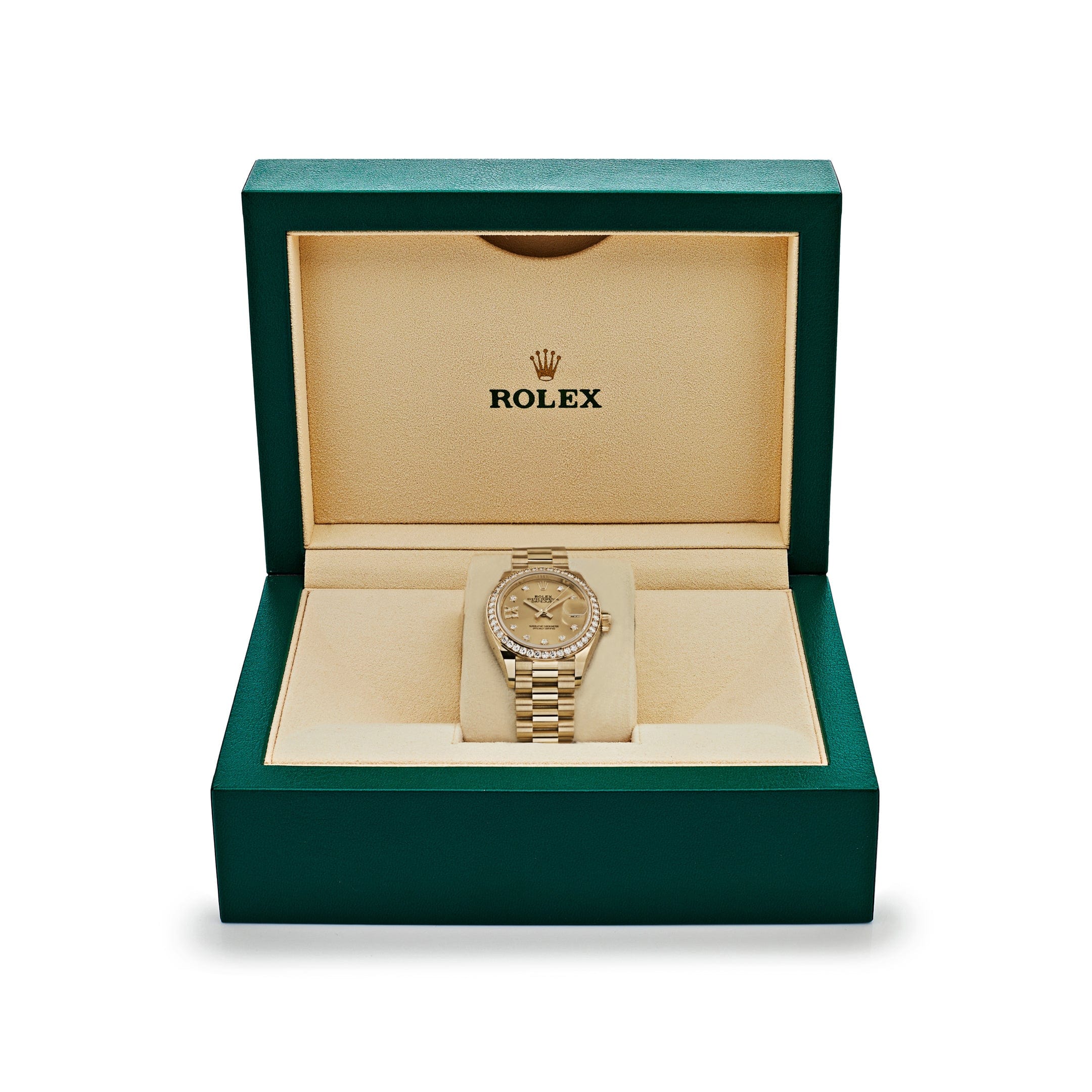 Rolex Datejust 28 279138RBR 'Ladies' Yellow Gold Champagne Diamond Dial President (2025)