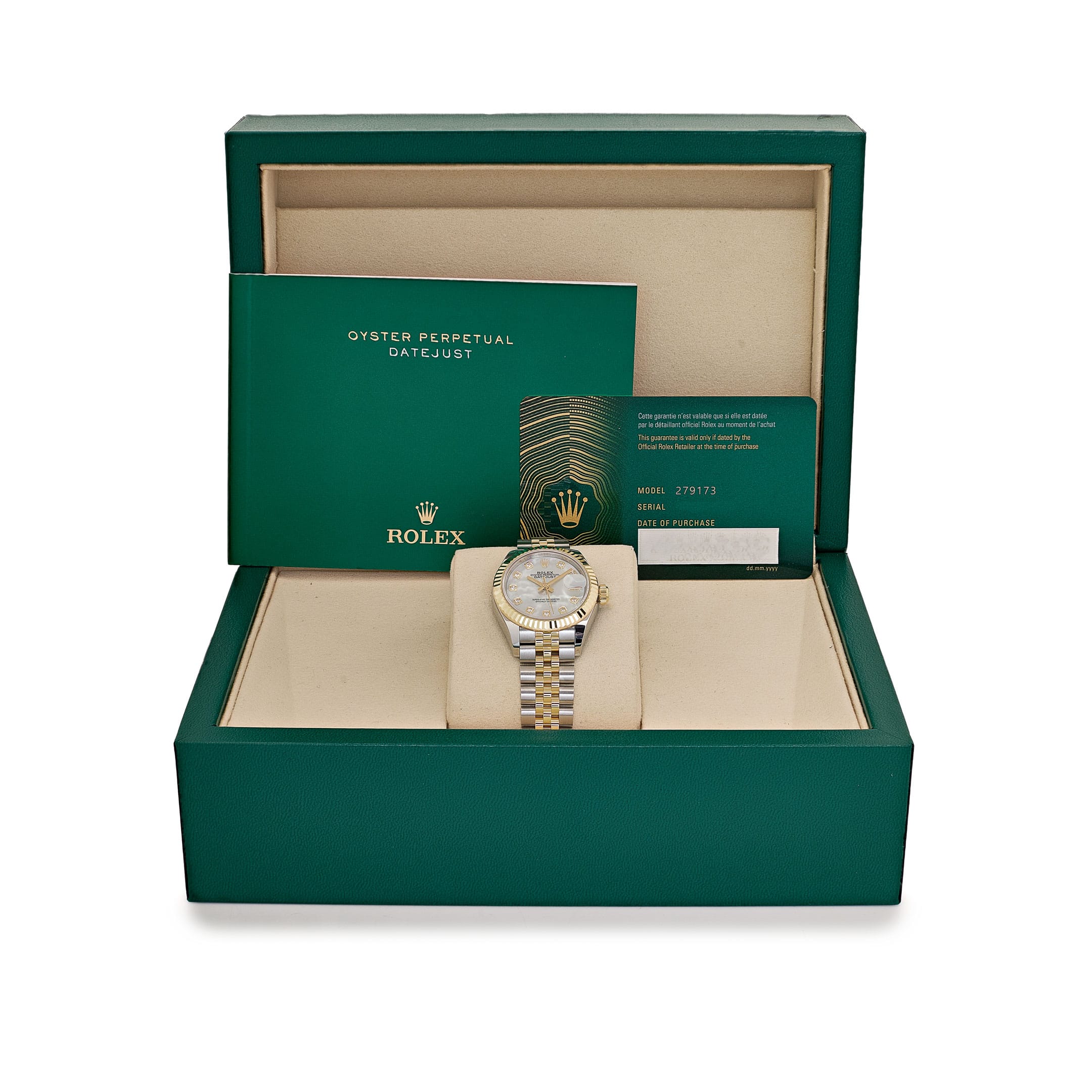 Rolex Datejust 28 279173 'Ladies' Stainless Steel Yellow Gold Mother of Pearl Diamond Dial Jubilee (2025)