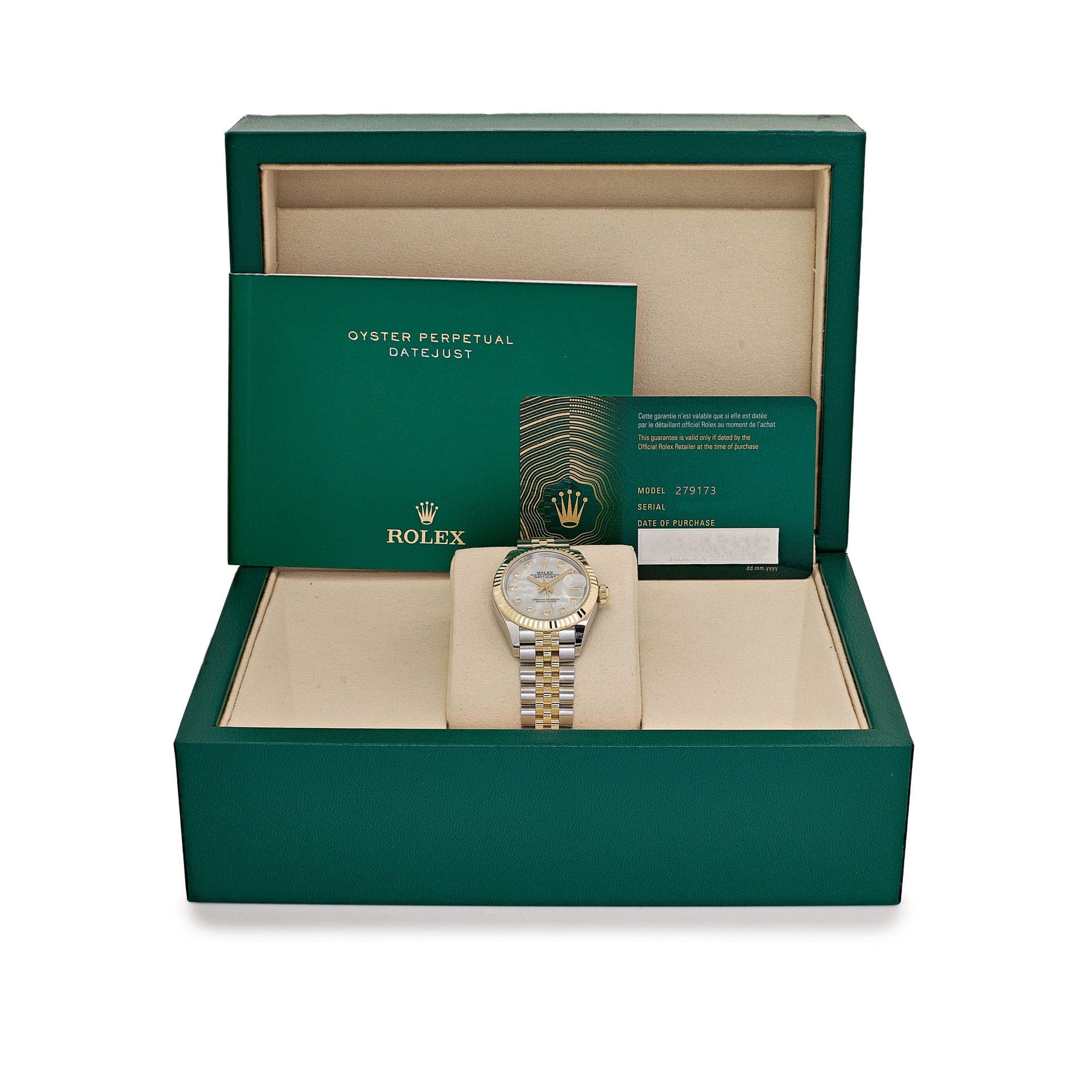 Rolex Datejust 28 279173 'Ladies' Stainless Steel Yellow Gold Mother of Pearl Diamond Dial Jubilee (2025)