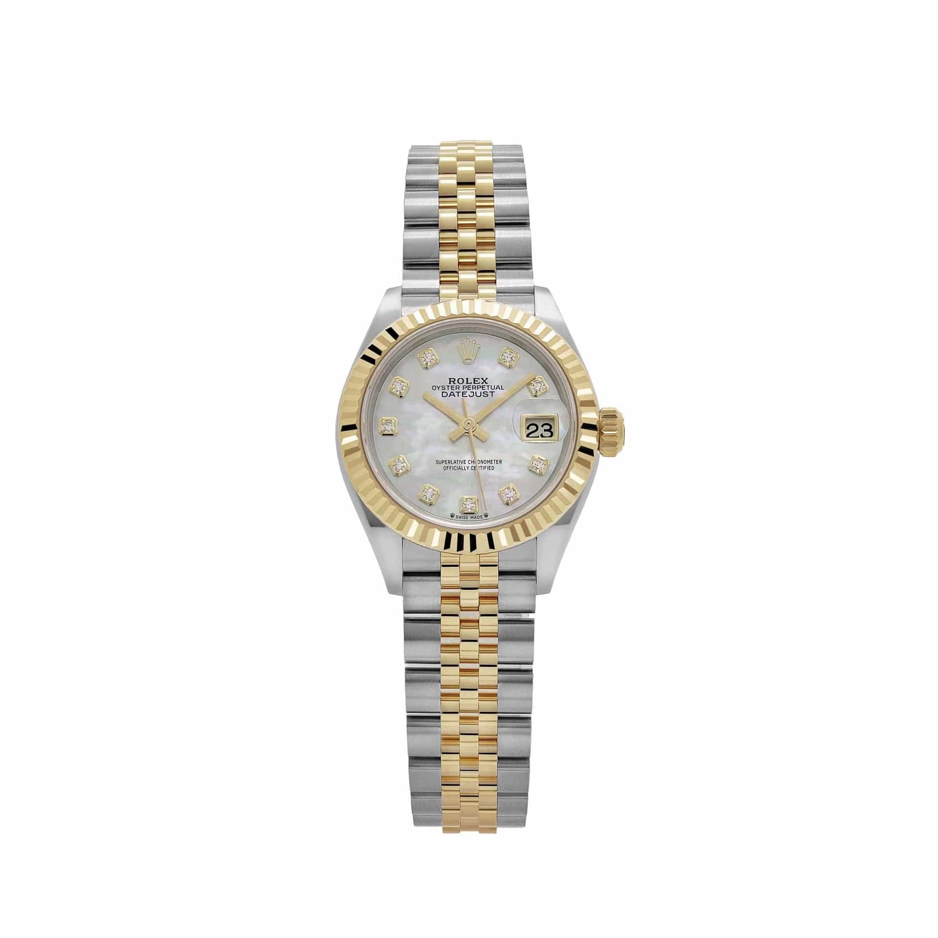 Rolex Datejust 28 279173 'Ladies' Stainless Steel Yellow Gold Mother of Pearl Diamond Dial Jubilee