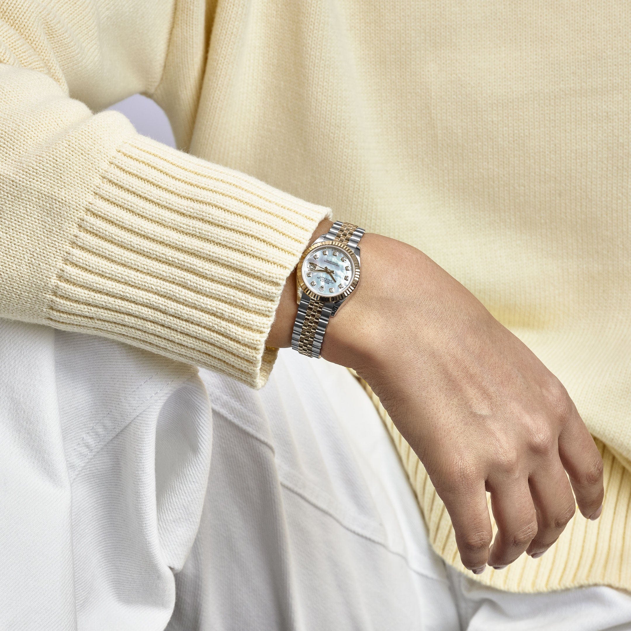 Rolex Datejust 28 279173 'Ladies' Stainless Steel Yellow Gold Mother of Pearl Diamond Dial Jubilee