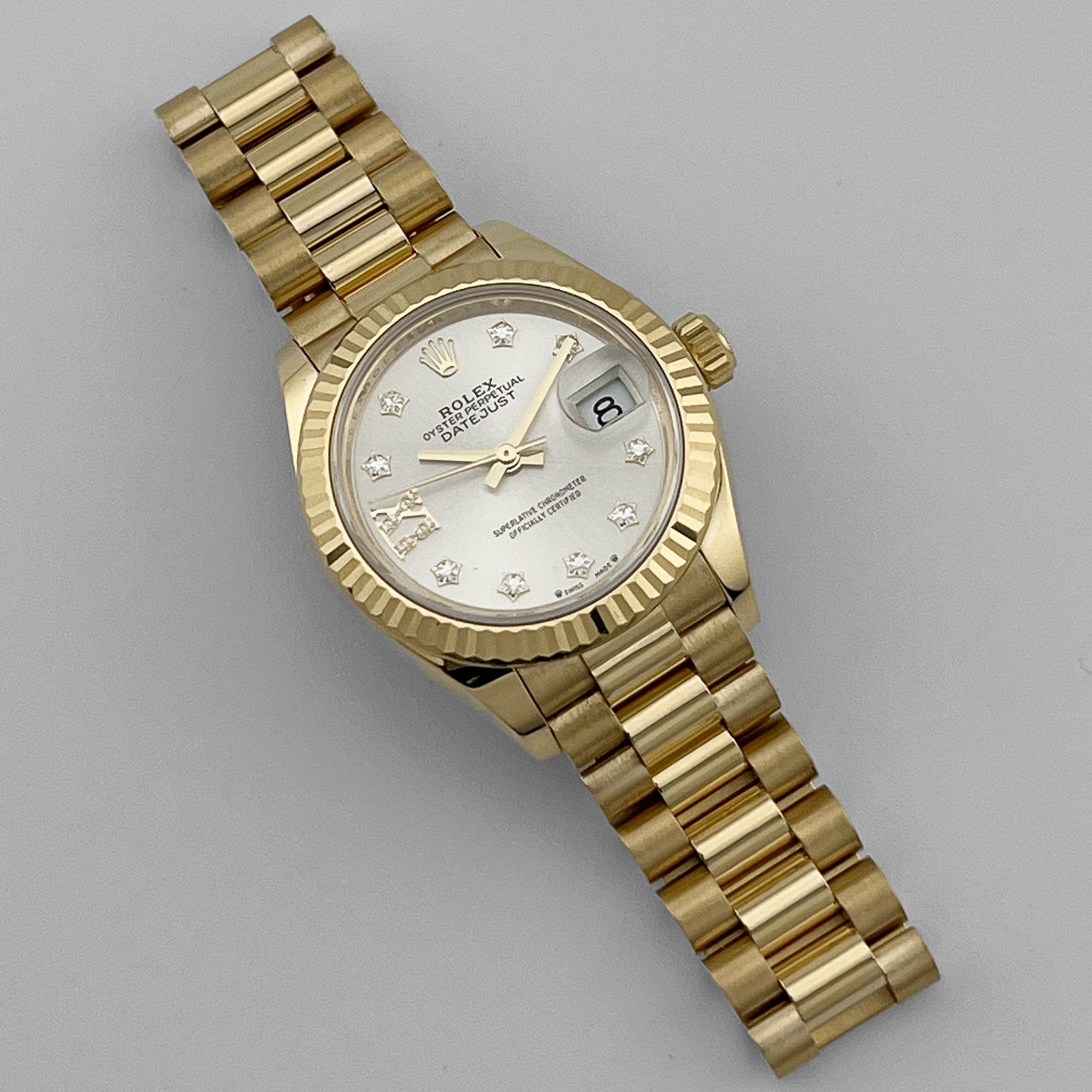 Rolex Datejust 28 279178 'Ladies' Yellow Gold Silver Diamond Dial (2025)