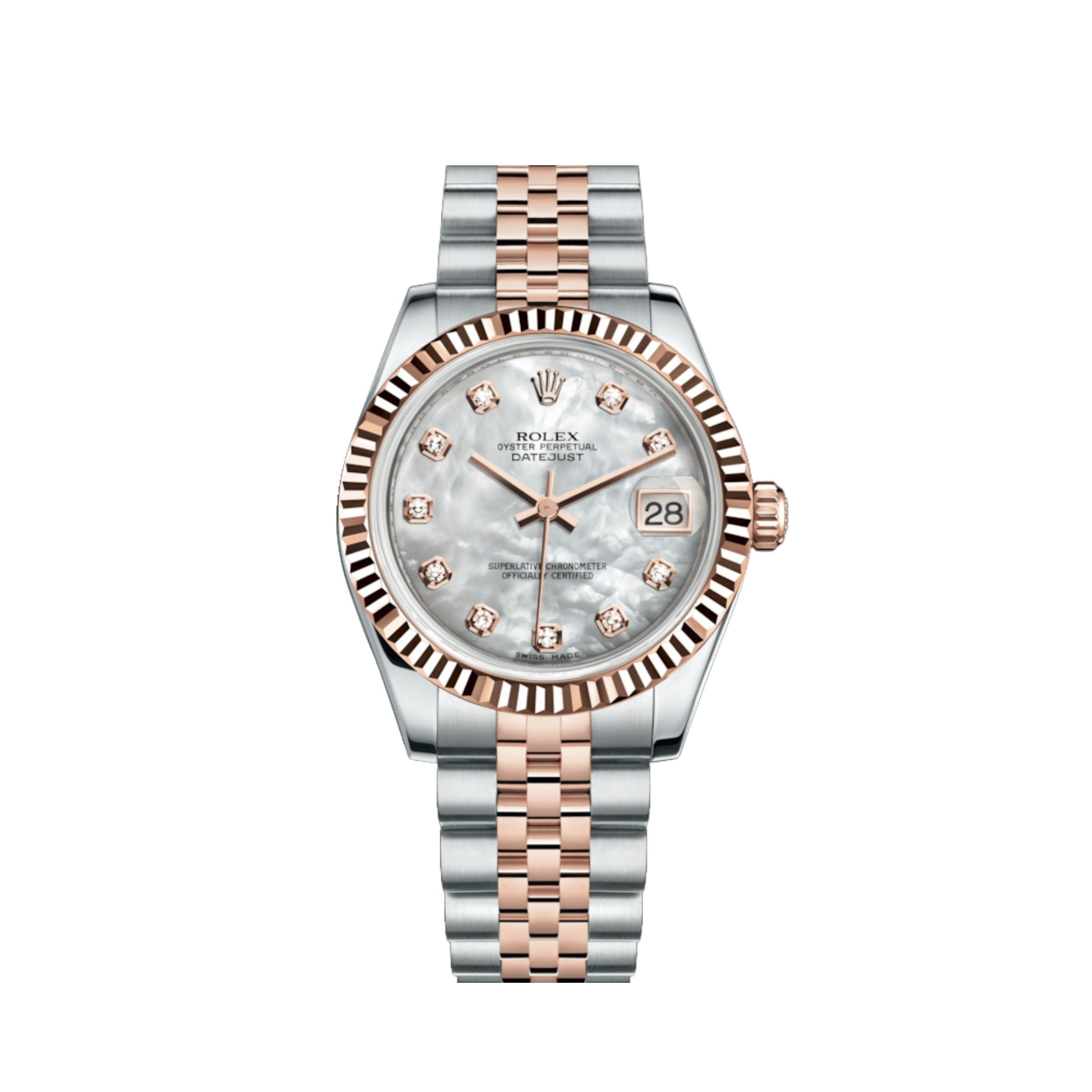 Rolex Datejust 31 178271 'Ladies' Stainless Steel Rose Gold Mother of Pearl Diamond Dial Jubilee (2018)