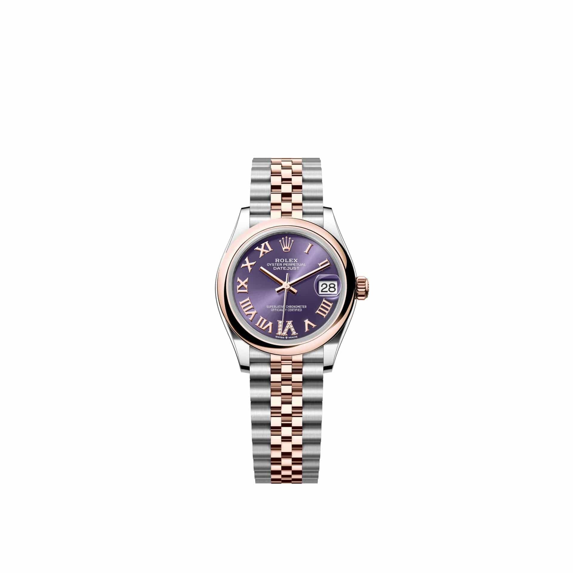 Rolex Datejust 31 278241 Rose Gold Stainless Steel Aubergine Diamond Roman Dial Jubilee (2026)