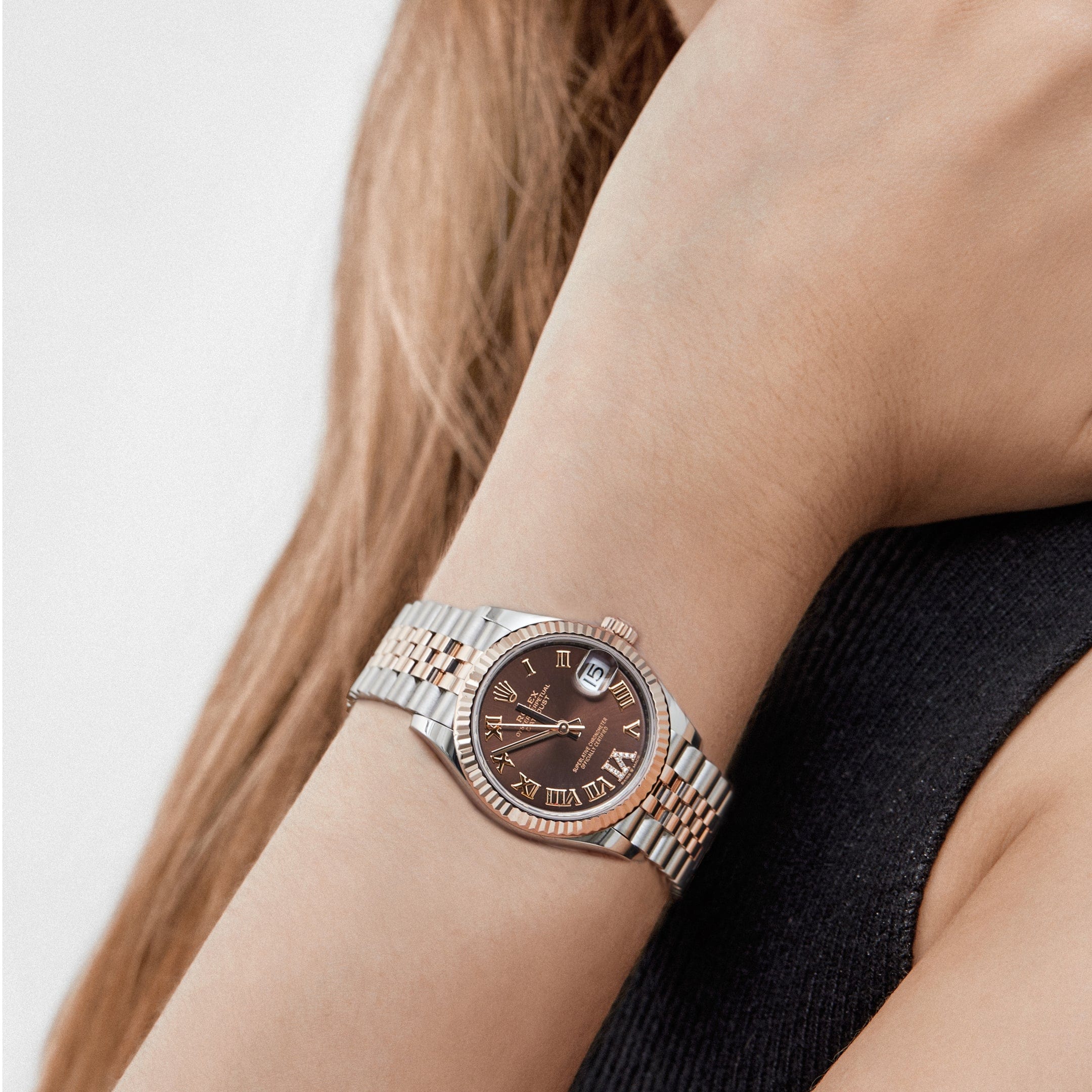 Rolex Datejust 31 278271 'Ladies' Rose Gold Stainless Steel Roman Chocolate Dial Jubilee