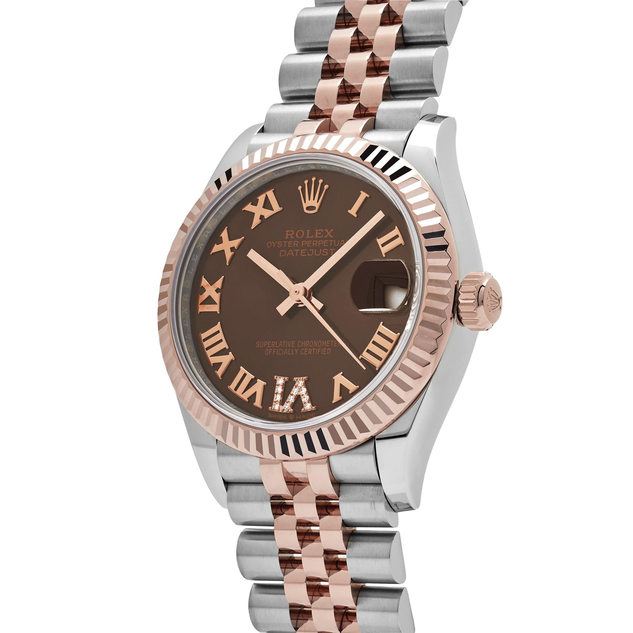 Rolex Datejust 31 278271 'Ladies' Rose Gold Stainless Steel Roman Chocolate Dial Jubilee