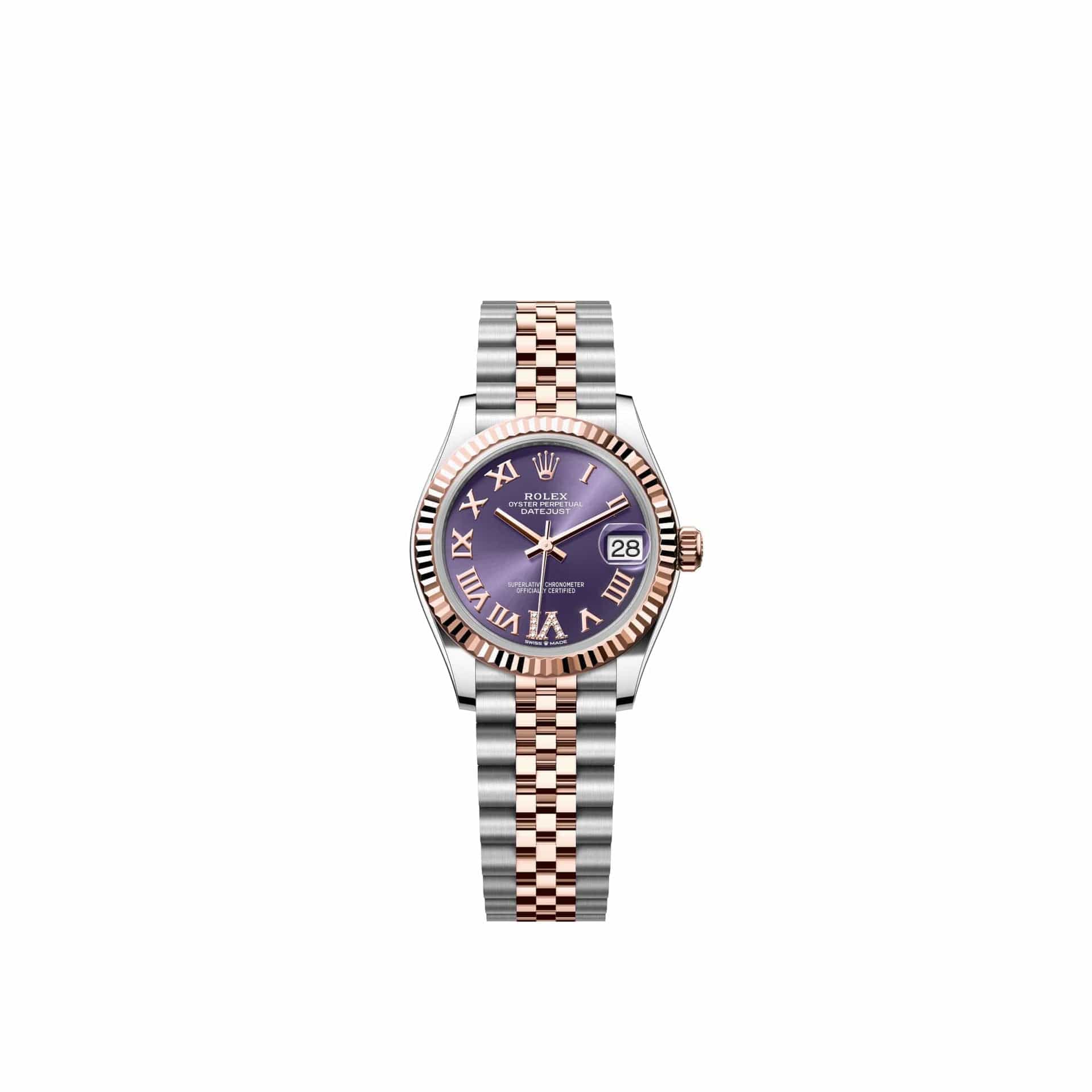 Rolex Datejust 31 278271 Rose Gold Stainless Steel Aubergine Diamond Roman Dial Jubilee (2026)