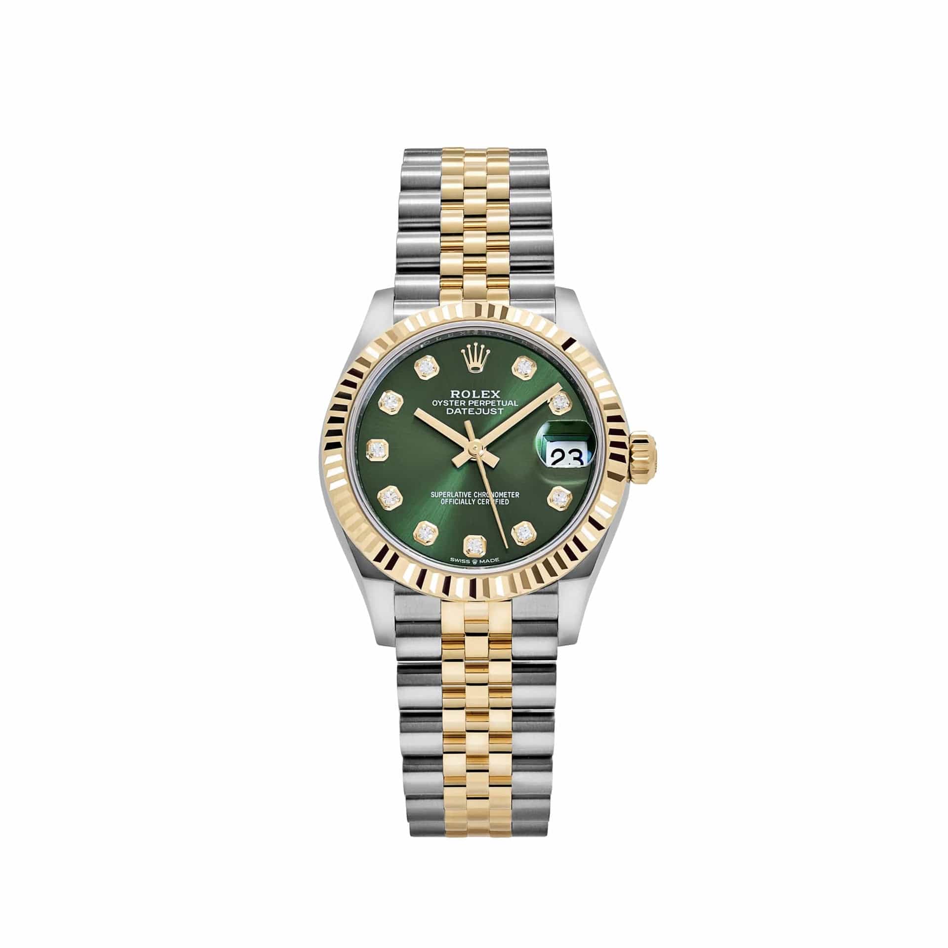 Rolex Datejust 31 278273 'Ladies' Stainless Steel Yellow Gold Olive Green Diamond Dial Jubilee (2026)