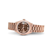 Rolex Datejust 31 278275 'Ladies' Rose Gold Chocolate Roman Numerals Diamond Dial (2022)