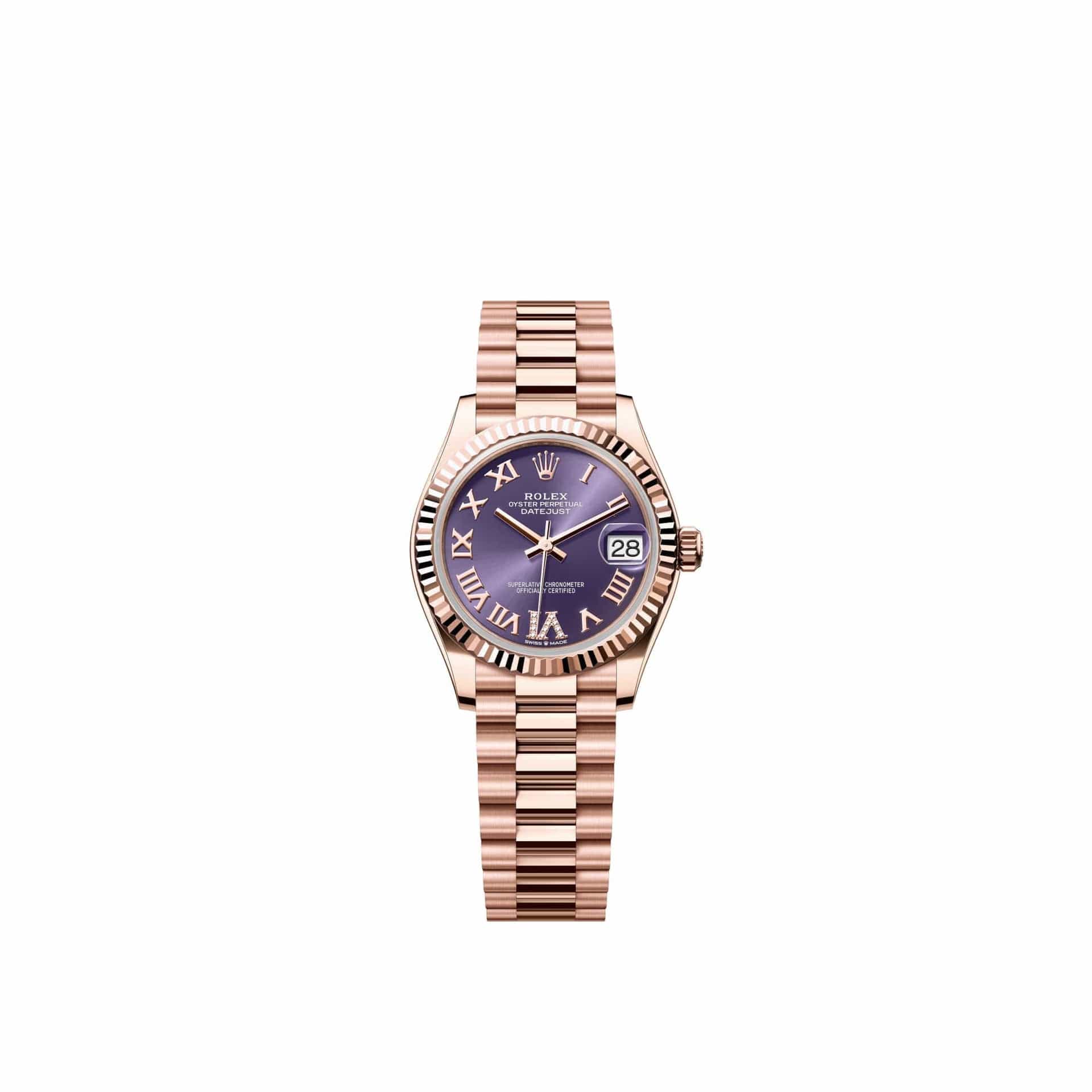 Rolex Datejust 31 278275 Rose Gold Aubergine Diamond Roman Dial President (2026)