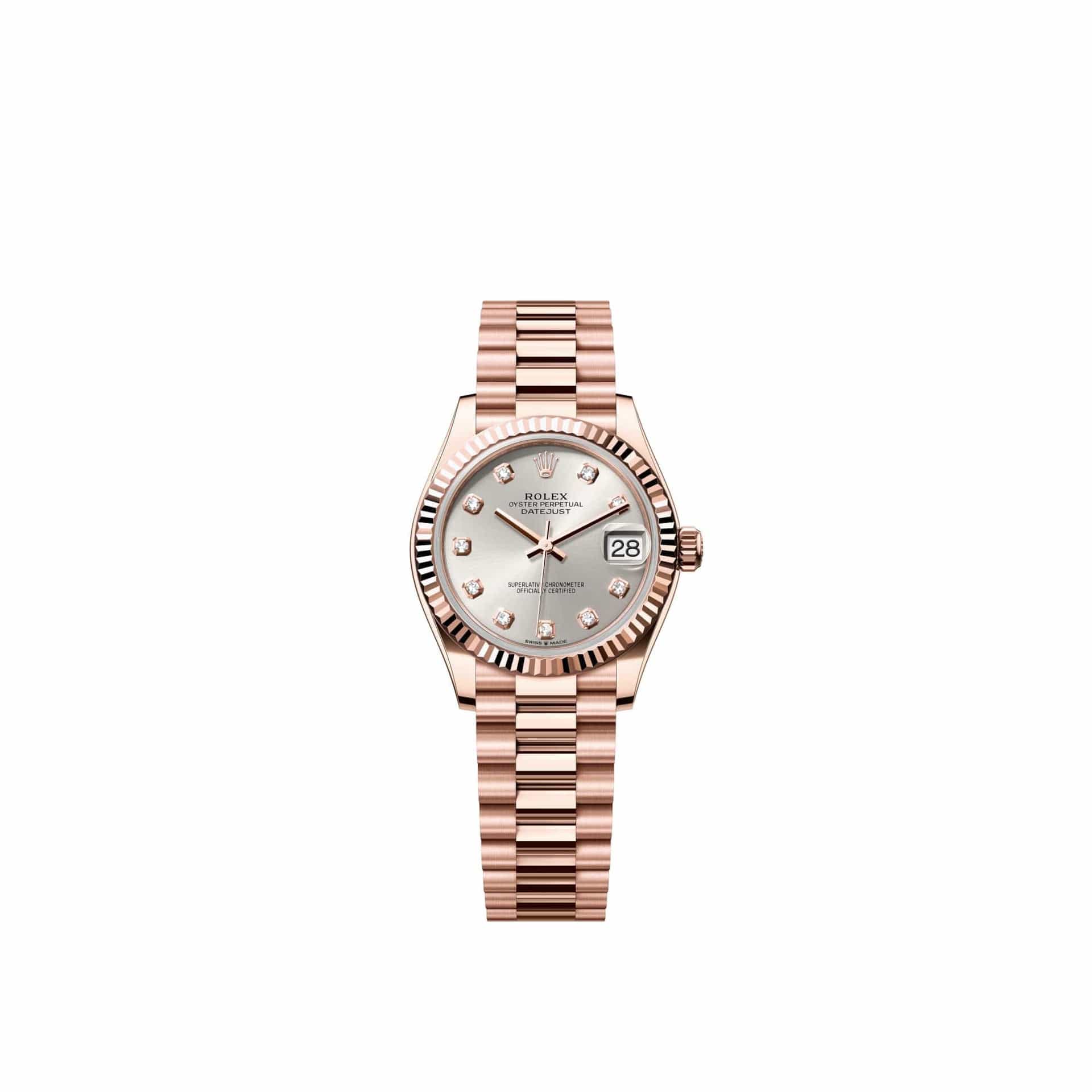 Rolex Datejust 31 278275 Rose Gold Silver Diamond Dial President (2026)