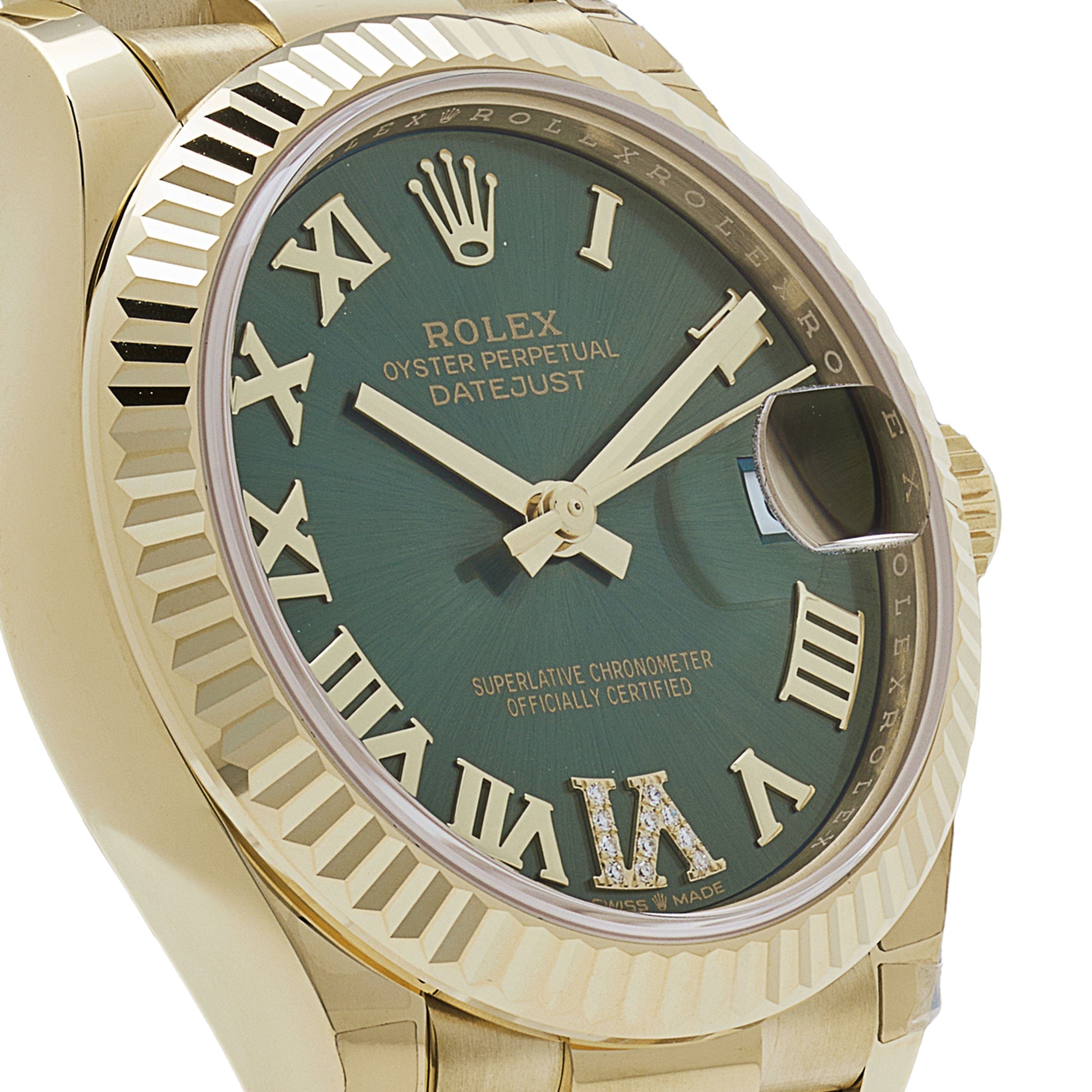Rolex Datejust 31 278278 'Ladies' Yellow Gold Diamond Green Dial President (2023)