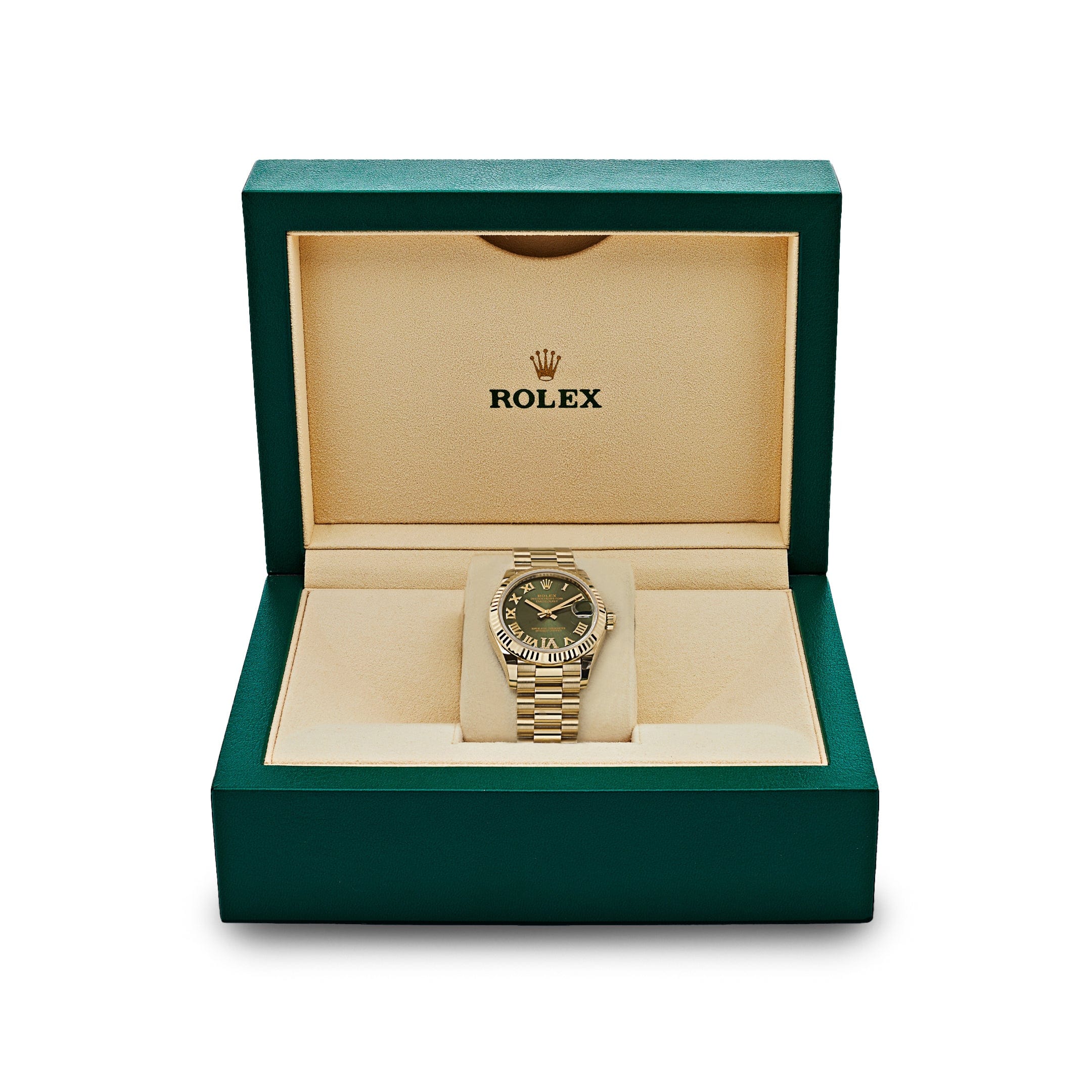 Rolex Datejust 31 278278 'Ladies' Yellow Gold Diamond Green Dial President