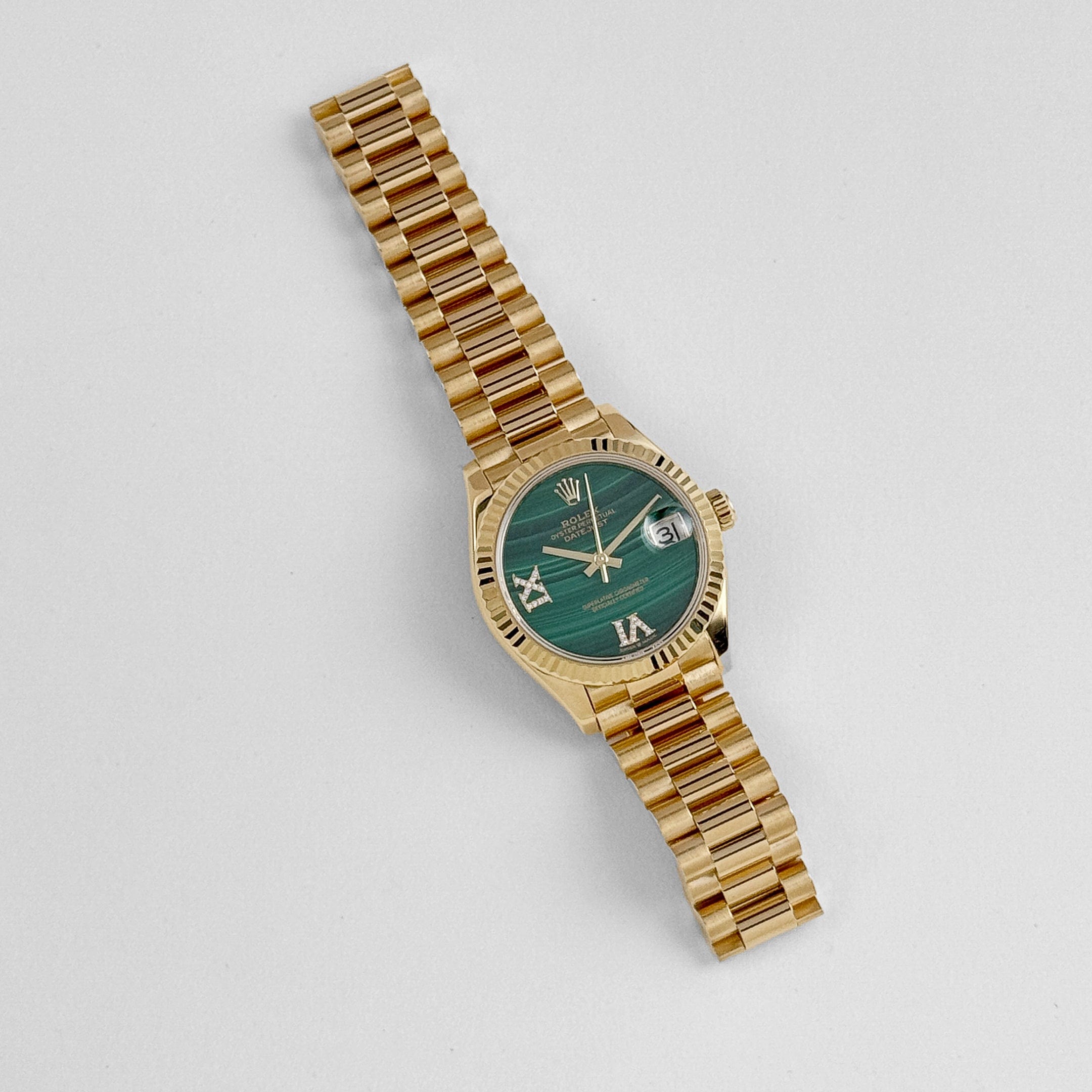 Rolex Datejust 31 278278 'Ladies' Yellow Gold Malachite Diamond Dial