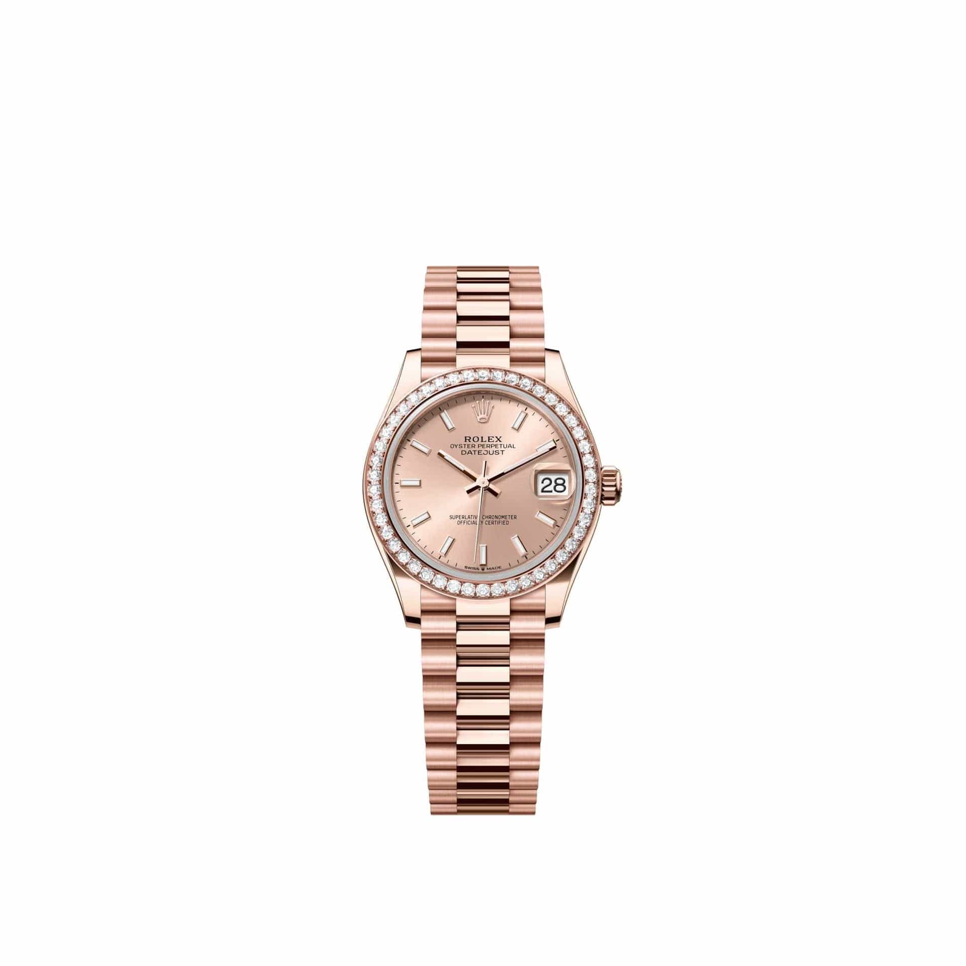 Rolex Datejust 31 278285RBR Rose Gold Rose Dial President Diamond Bezel (2026)