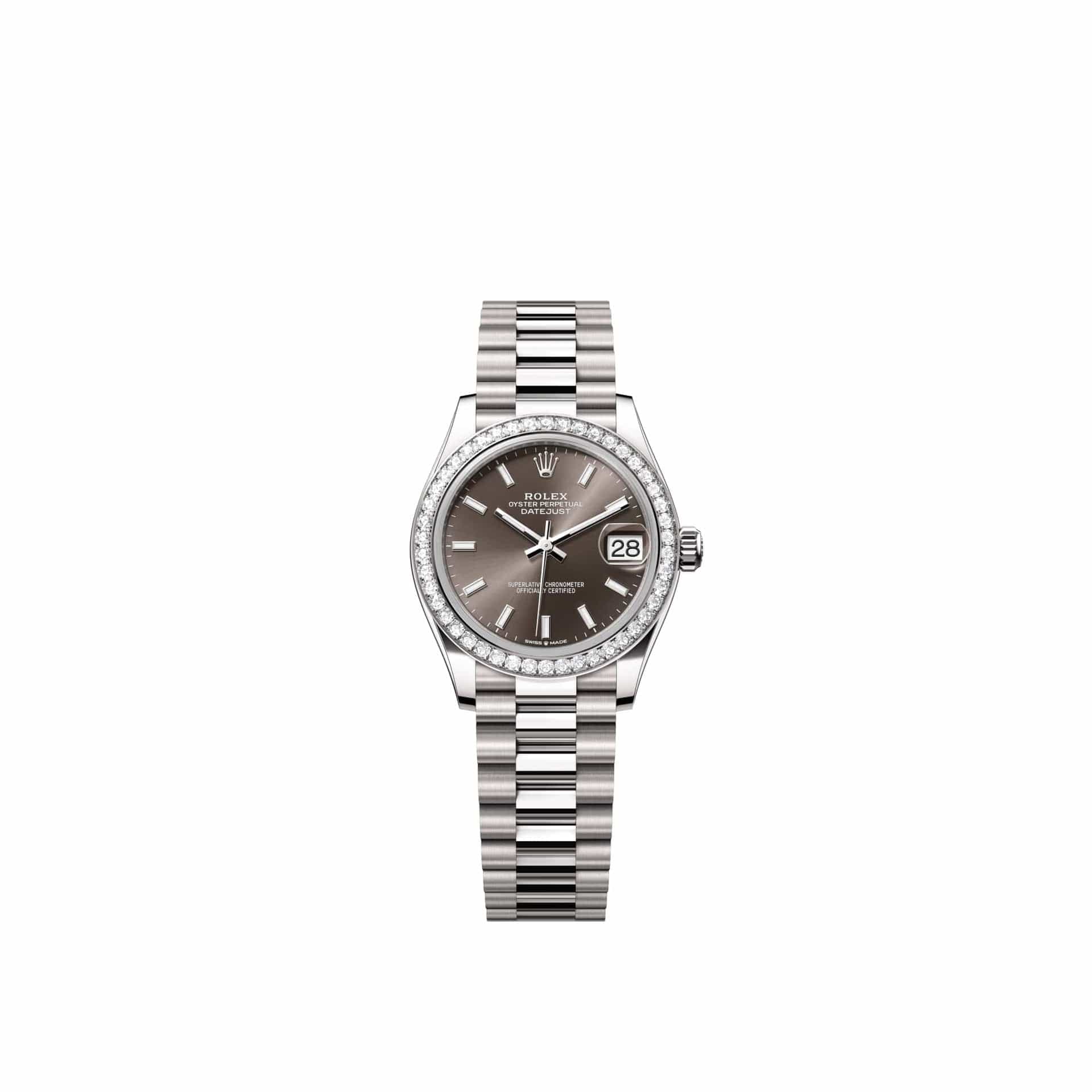 Rolex Datejust 31 278289RBR White Gold Dark Grey Dial President Diamond Bezel (2026)