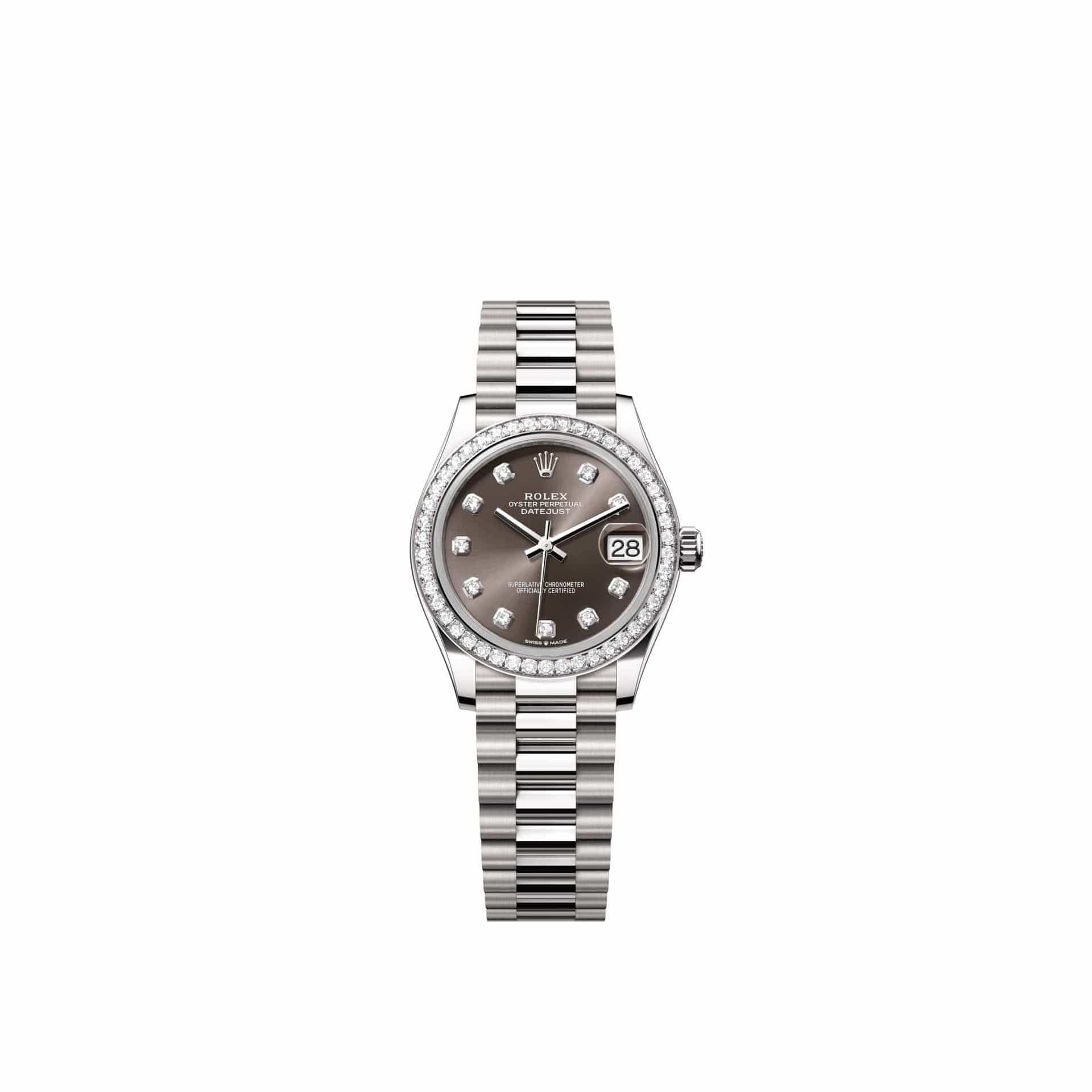 Rolex Datejust 31 278289RBR White Gold Dark Grey Diamond Dial President Diamond Bezel (2026)