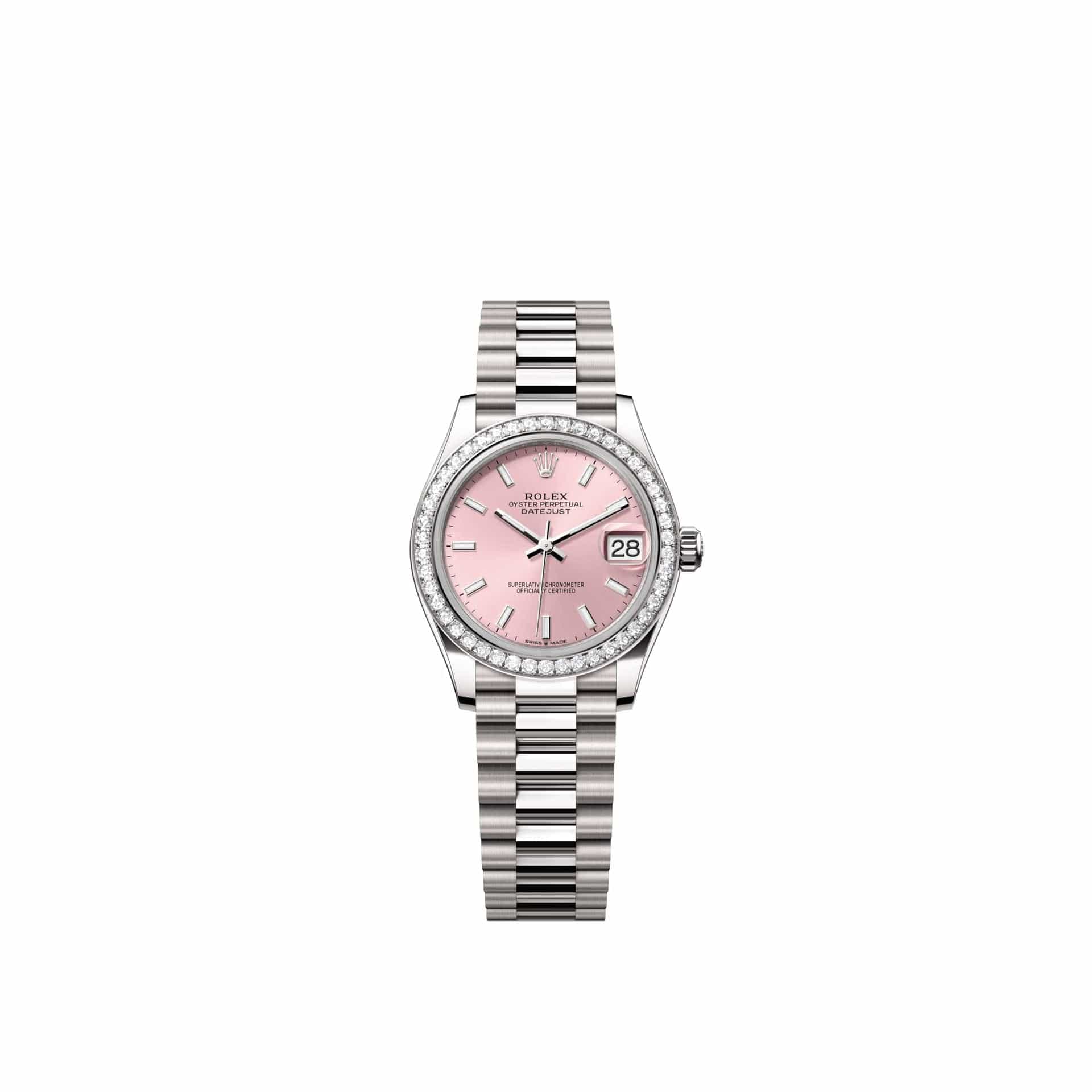 Rolex Datejust 31 278289RBR White Gold Pink Dial President Diamond Bezel (2026)