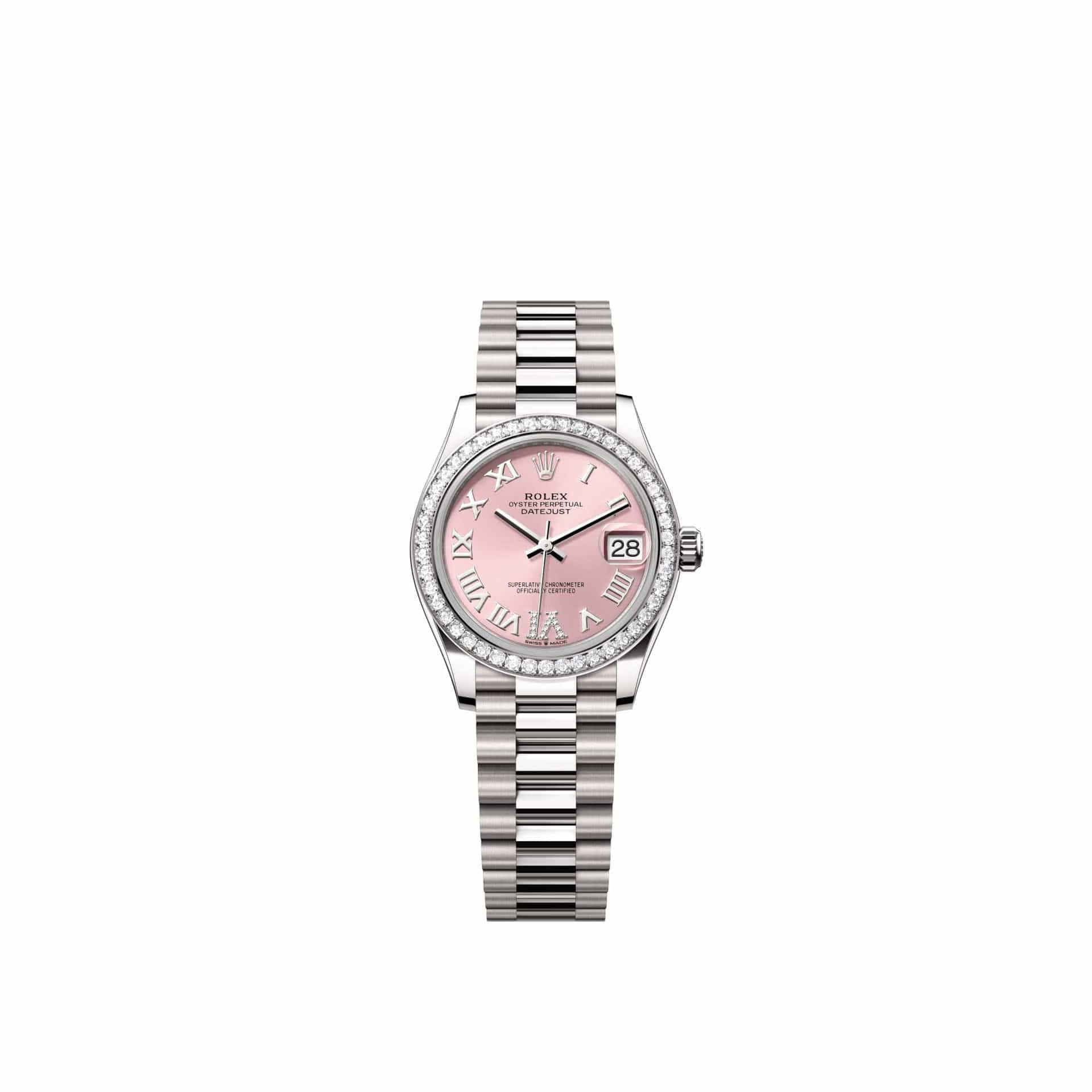 Rolex Datejust 31 278289RBR White Gold Pink Diamond Roman Dial President Diamond Bezel (2026)
