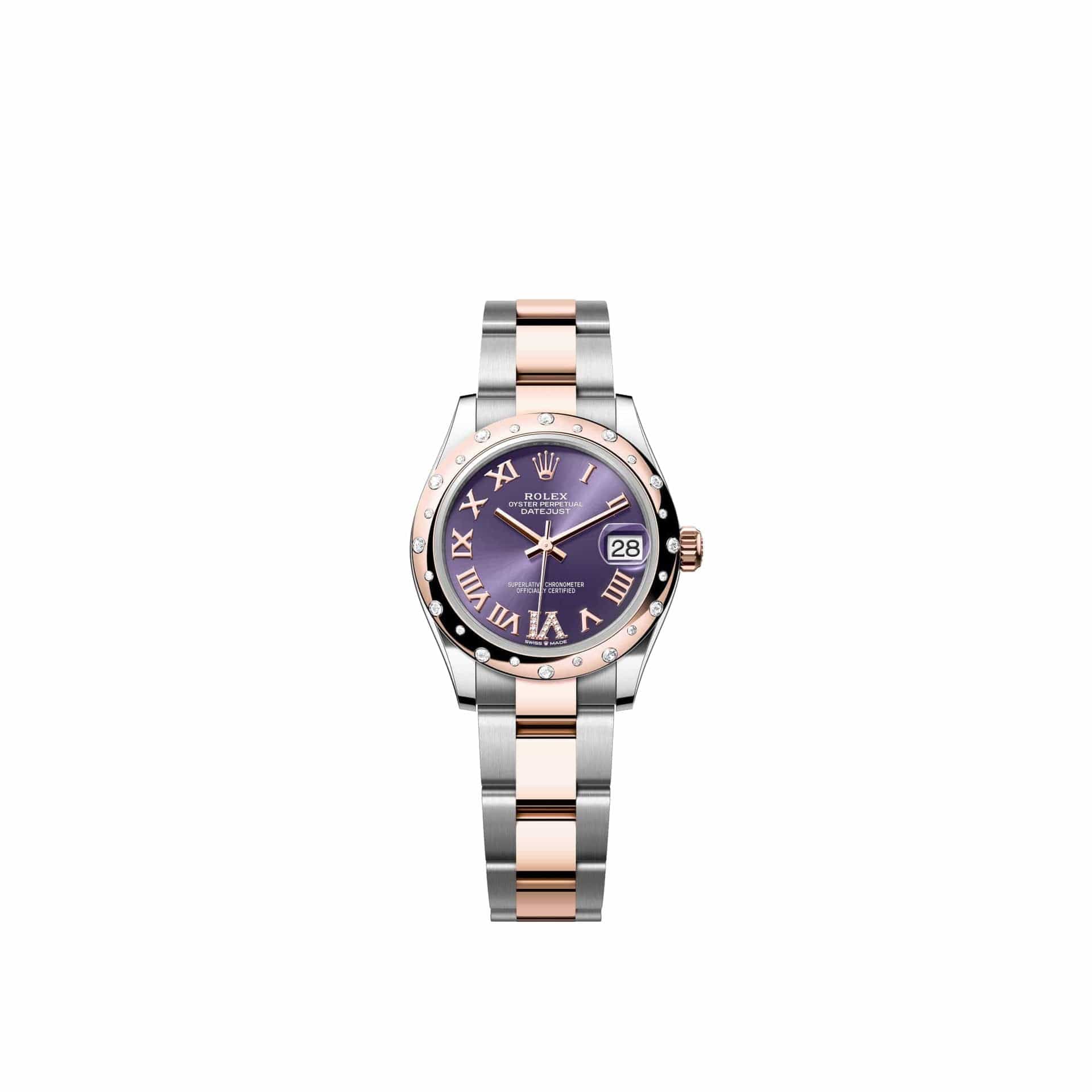 Rolex Datejust 31 278341RBR Rose Gold Stainless Steel Aubergine Diamond Roman Dial Oyster Diamond Bezel (2026)