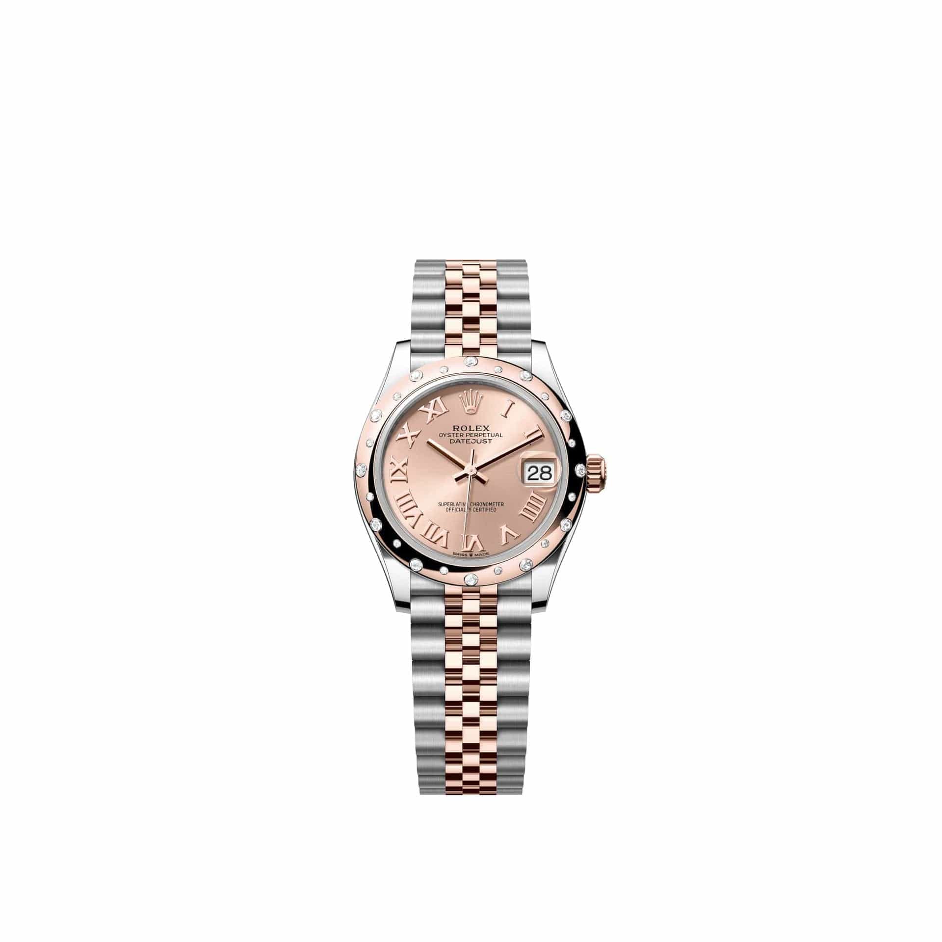 Rolex Datejust 31 278341RBR Rose Gold Stainless Steel Rose Roman Dial Jubilee Diamond Bezel (2026)