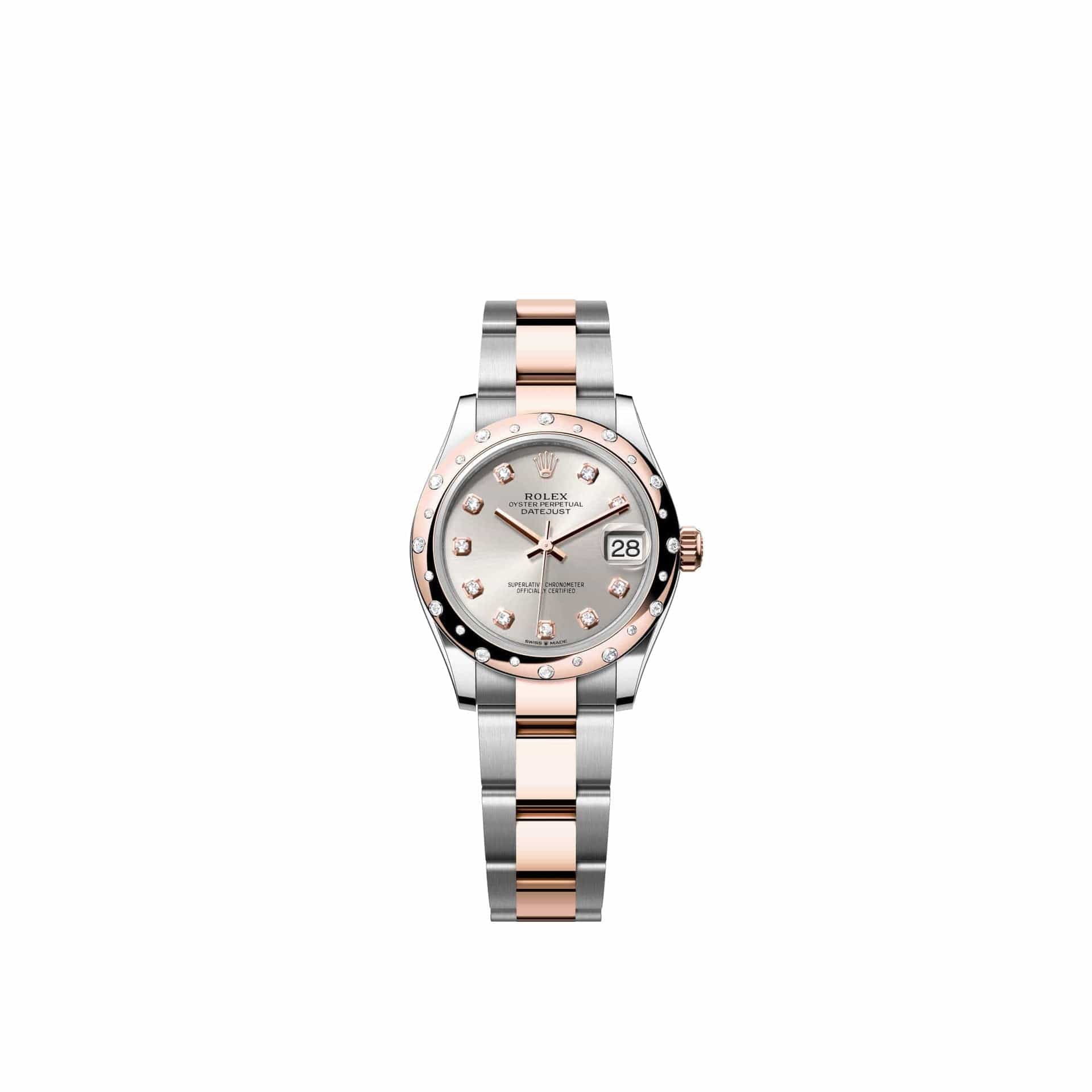 Rolex Datejust 31 278341RBR Rose Gold Stainless Steel Silver Diamond Dial Oyster Diamond Bezel (2026)