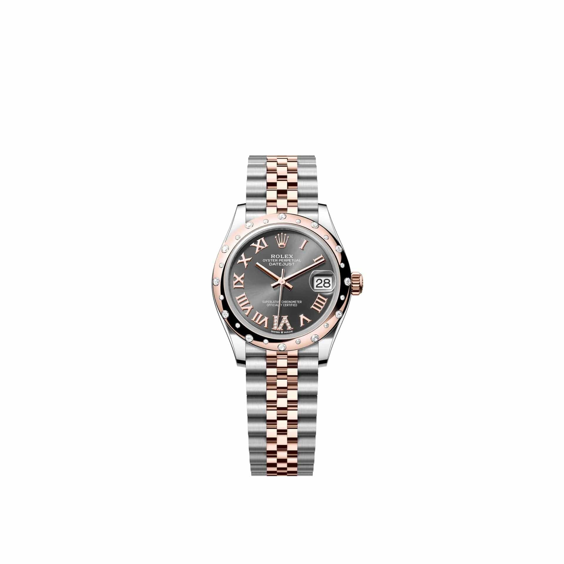 Rolex Datejust 31 278341RBR Rose Gold Stainless Steel Slate Diamond Roman Dial Jubilee Diamond Bezel (2026)