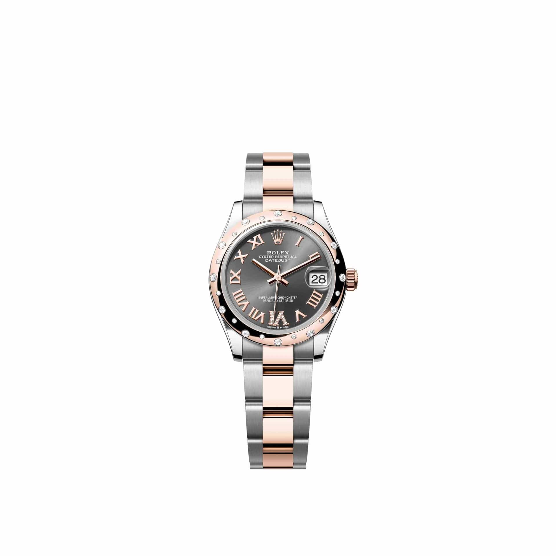 Rolex Datejust 31 278341RBR Rose Gold Stainless Steel Slate Diamond Roman Dial Oyster Diamond Bezel (2026)