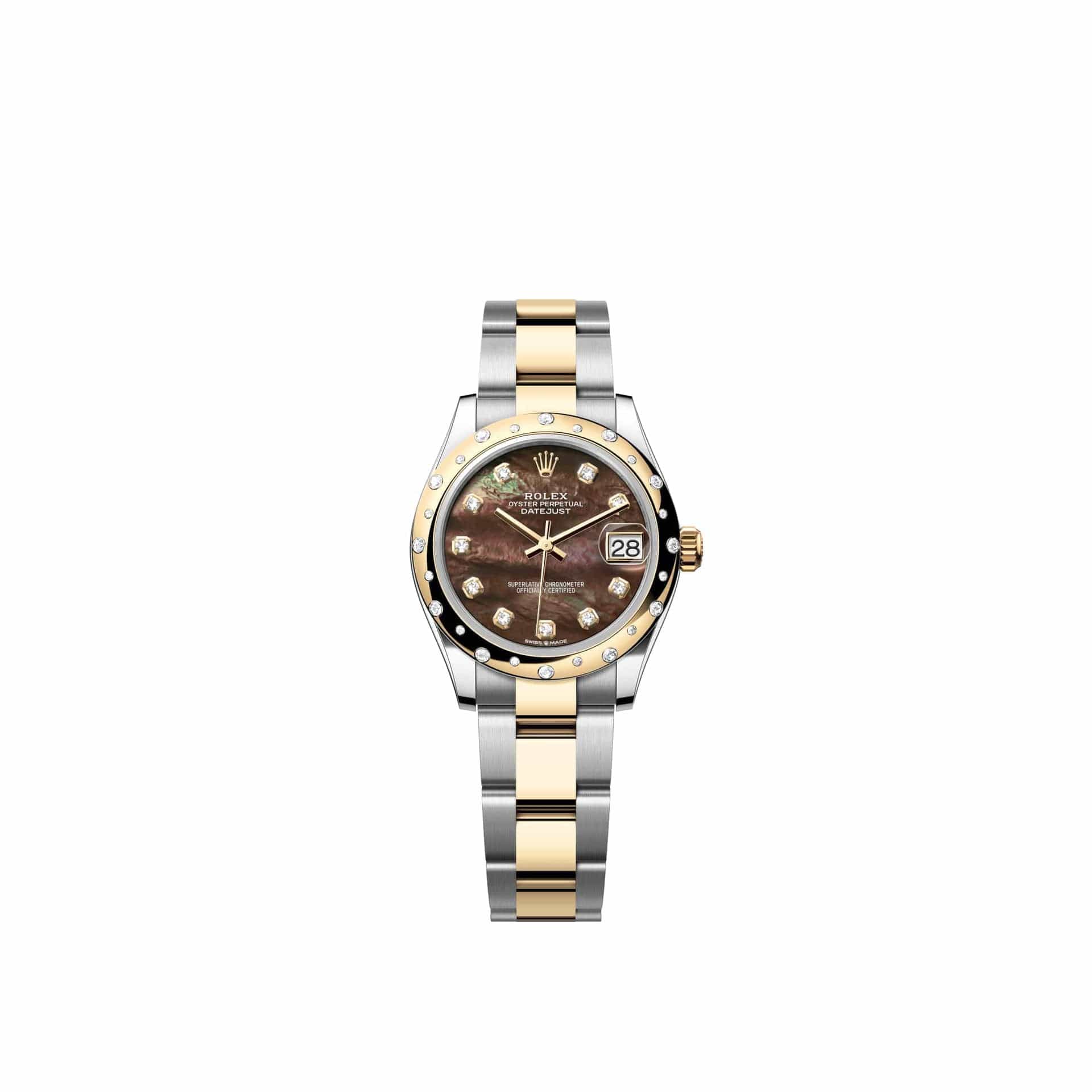 Rolex Datejust 31 278343RBR Yellow Gold Stainless Steel Black Mother of Pearl Diamond Dial Oyster Diamond Bezel (2026)