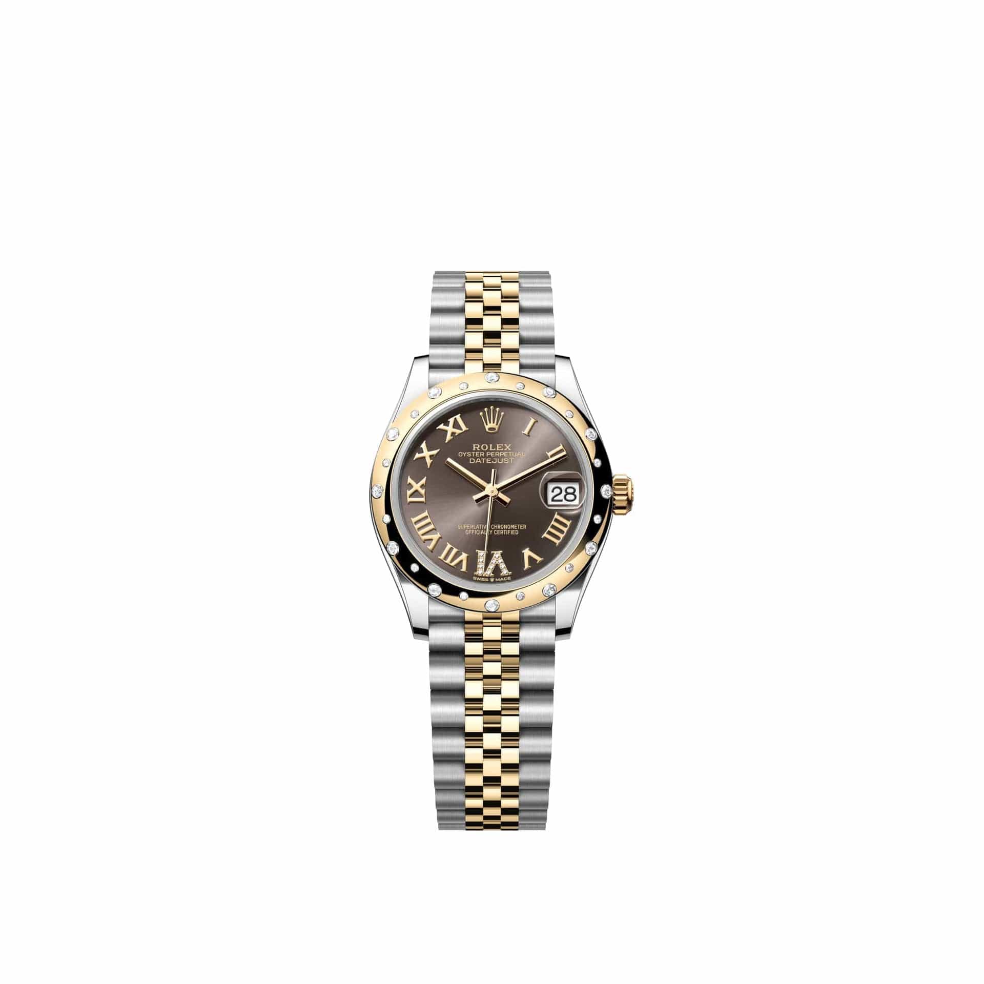 Rolex Datejust 31 278343RBR Yellow Gold Stainless Steel Dark Grey Diamond Roman Dial Jubilee Diamond Bezel (2026)