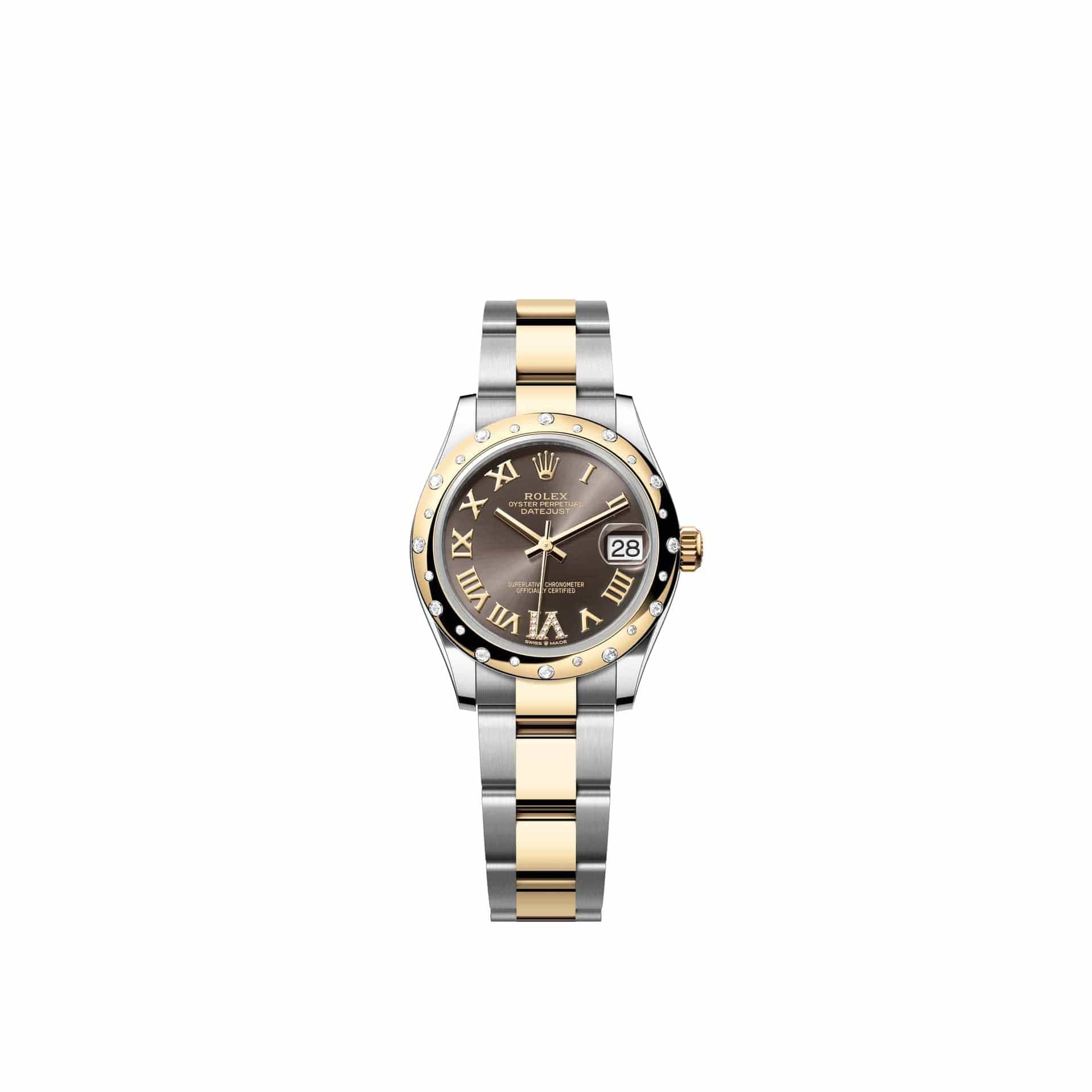 Rolex Datejust 31 278343RBR Yellow Gold Stainless Steel Dark Grey Diamond Roman Dial Oyster Diamond Bezel (2026)