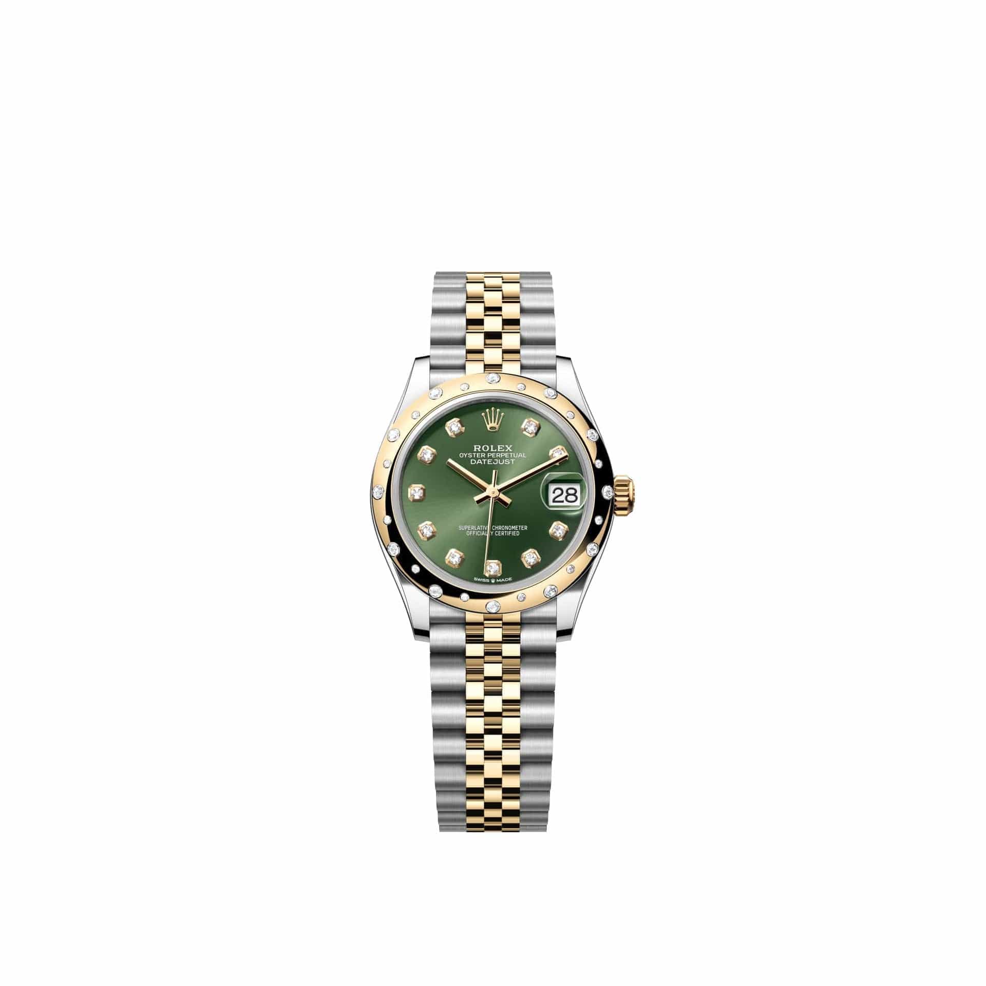 Rolex Datejust 31 278343RBR Yellow Gold Stainless Steel Olive Green Diamond Dial Jubilee Diamond Bezel (2026)