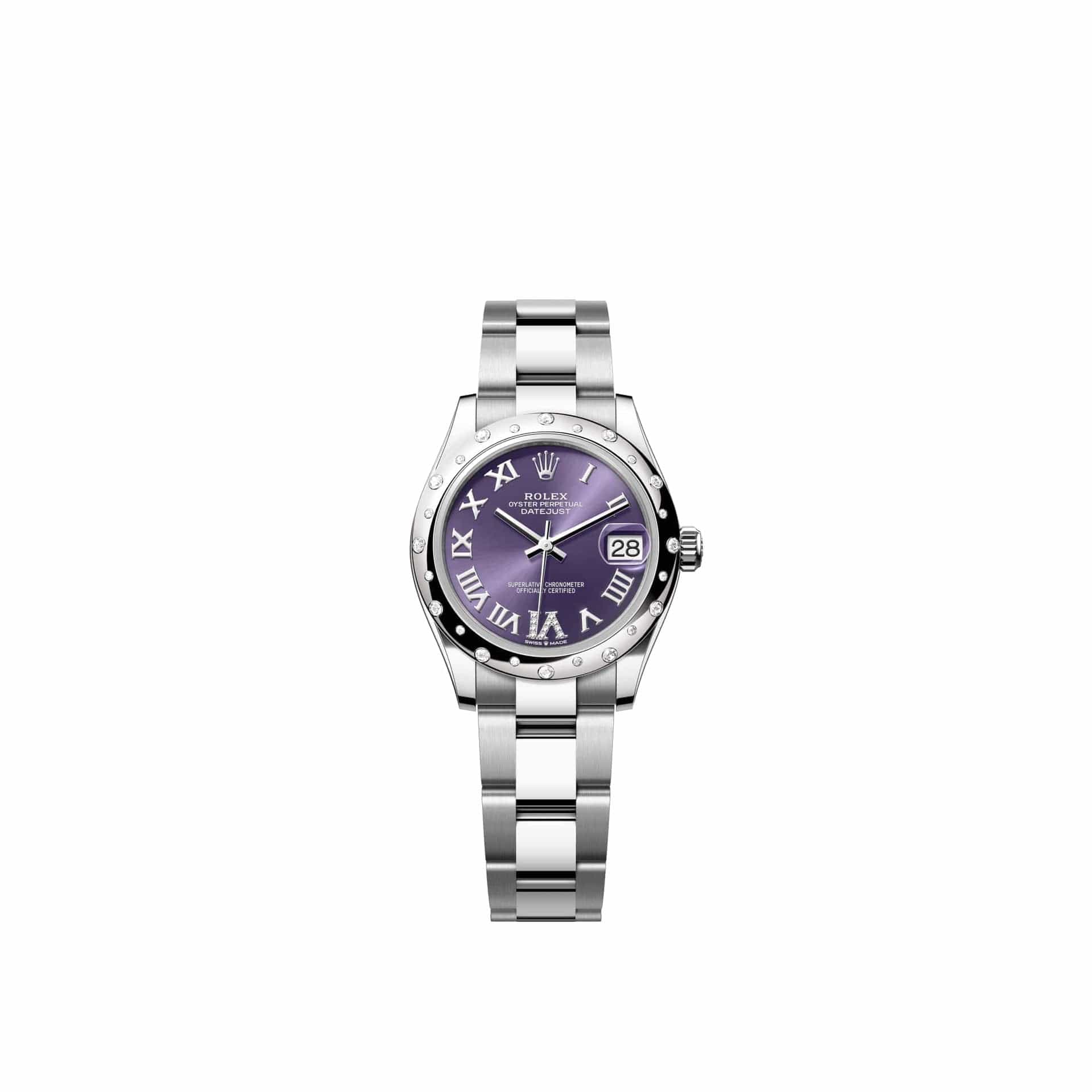 Rolex Datejust 31 278344RBR Stainless Steel Aubergine Diamond Roman Dial Oyster Diamond Bezel (2026)