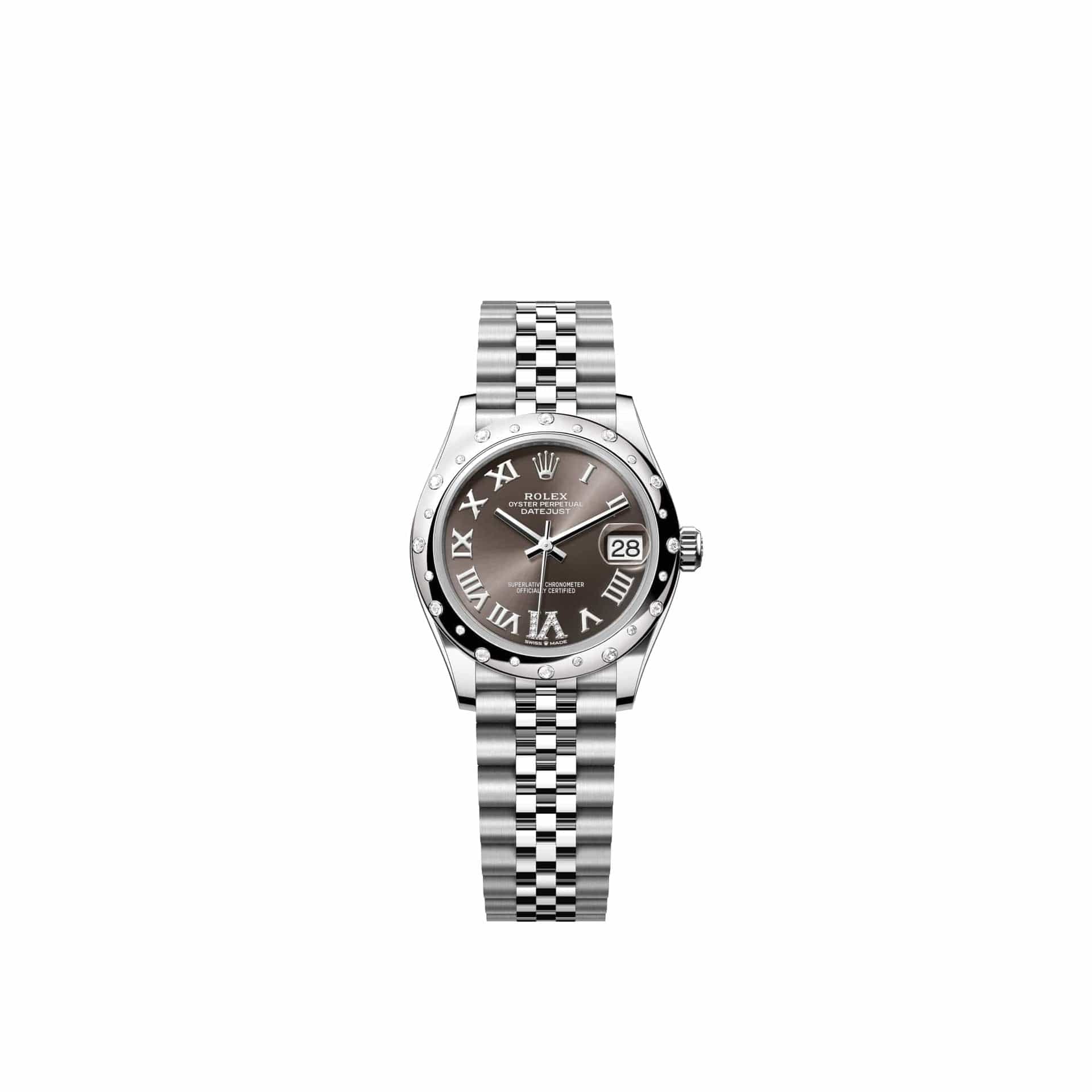 Rolex Datejust 31 278344RBR Stainless Steel Dark Grey Diamond Roman Dial Jubilee Diamond Bezel (2026)