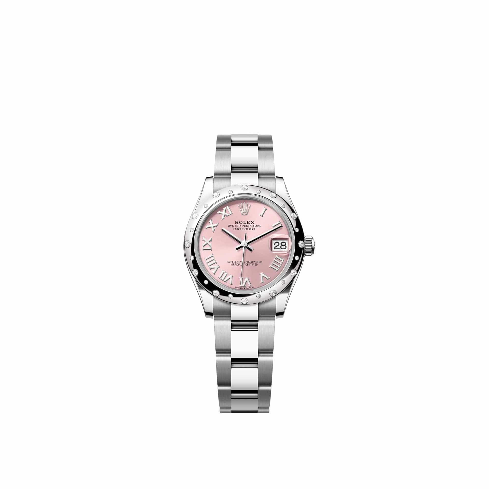 Rolex Datejust 31 278344RBR Stainless Steel Pink Roman Dial Oyster Diamond Bezel (2026)