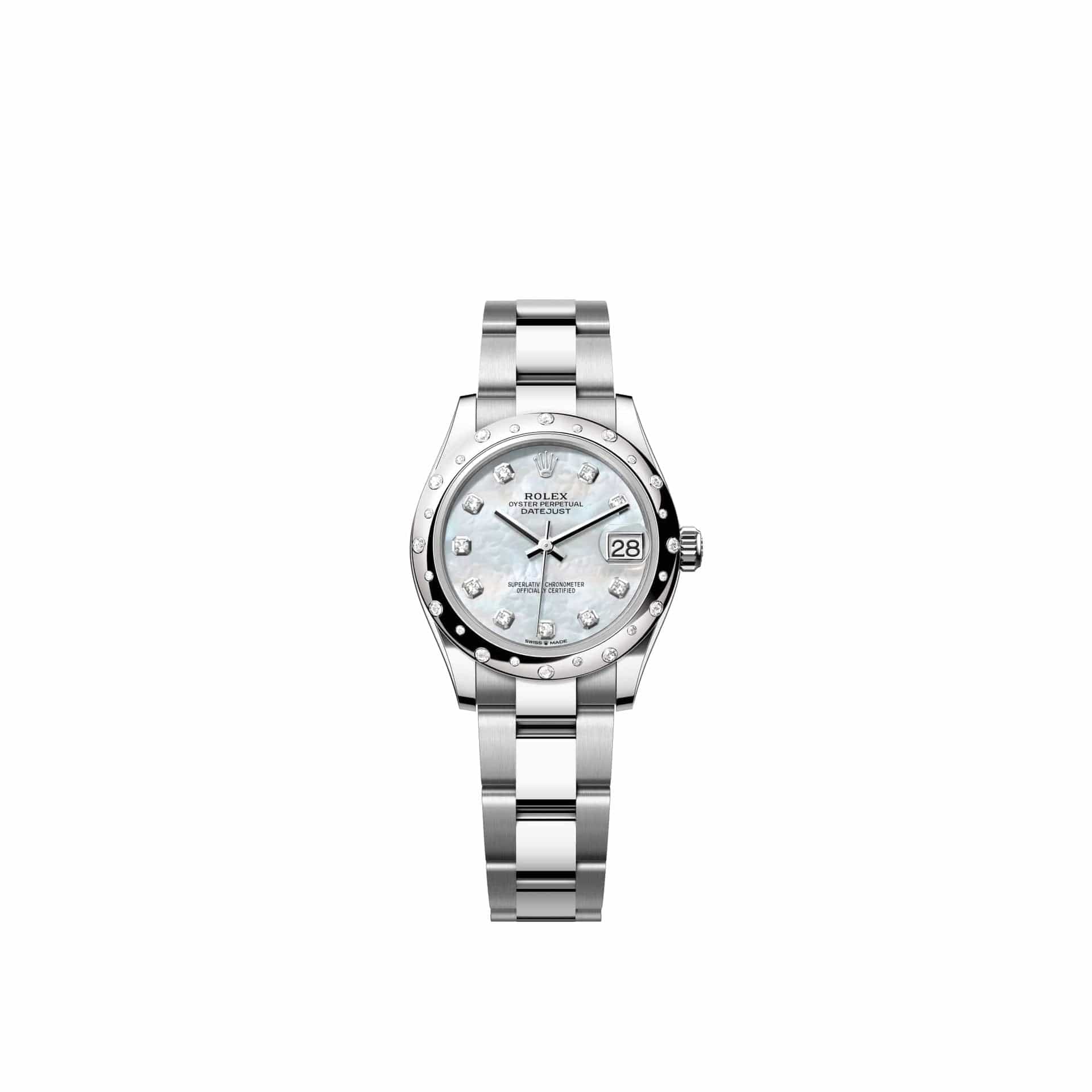 Rolex Datejust 31 278344RBR Stainless Steel White Mother of Pearl Diamond Dial Oyster Diamond Bezel (2026)